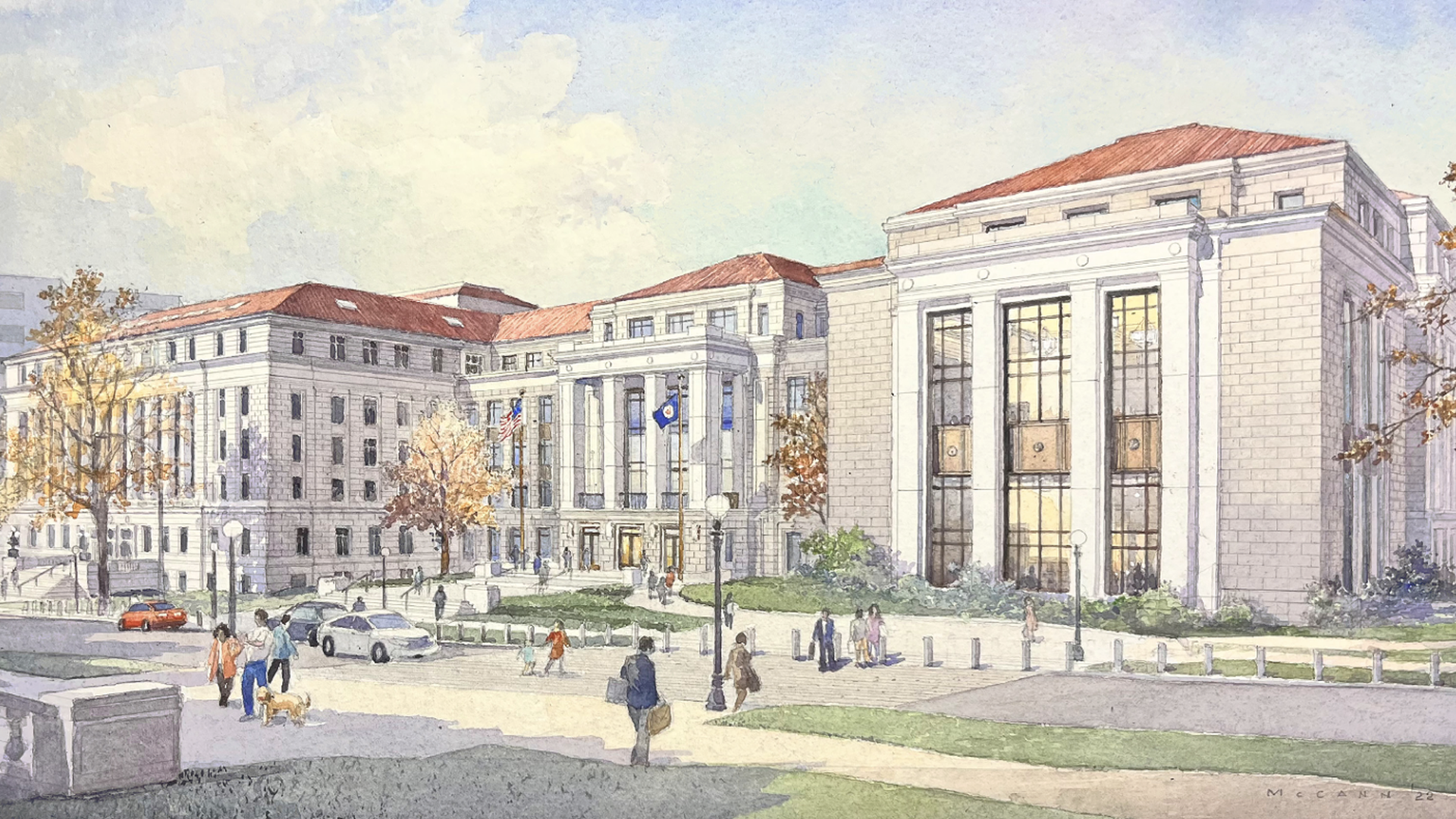 A rendering of the State Office Building project