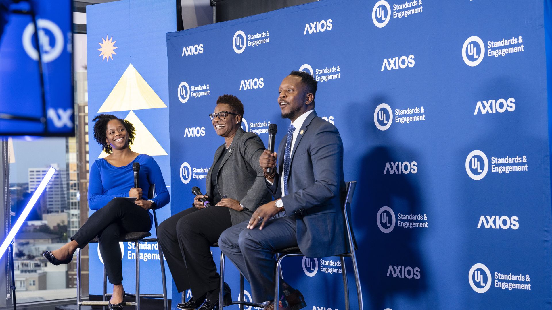 Axios’ Kristal Dixon (left) in conversation with Atlanta Housing CEO Terri M. Lee and Atlanta’s chief policy officer Courtney D. English. Credit: Shay Richards on behalf of Axios