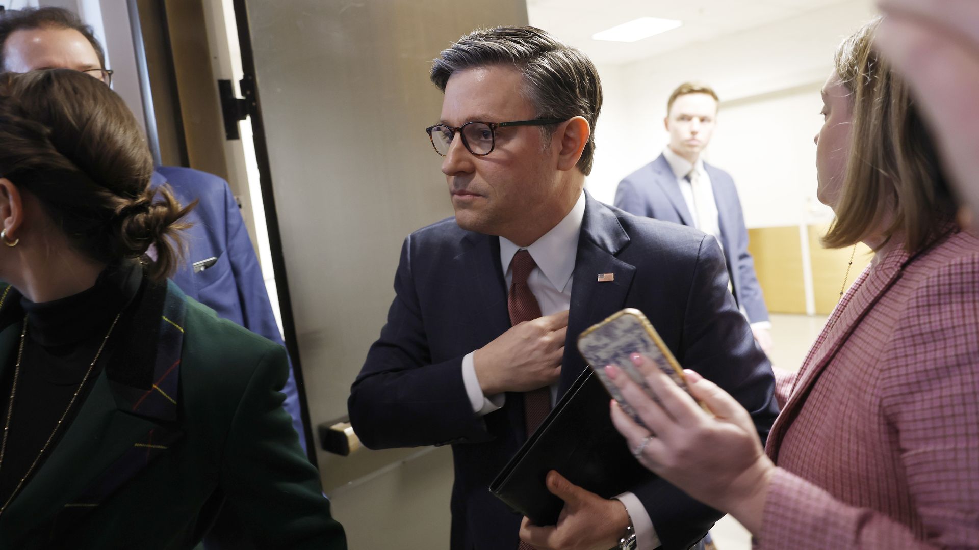 Mike Johnson in the Capitol on Feb. 11