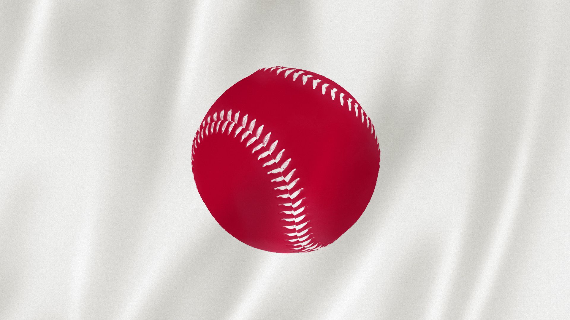 Illustration of the Japanese flag with a red baseball instead of circle