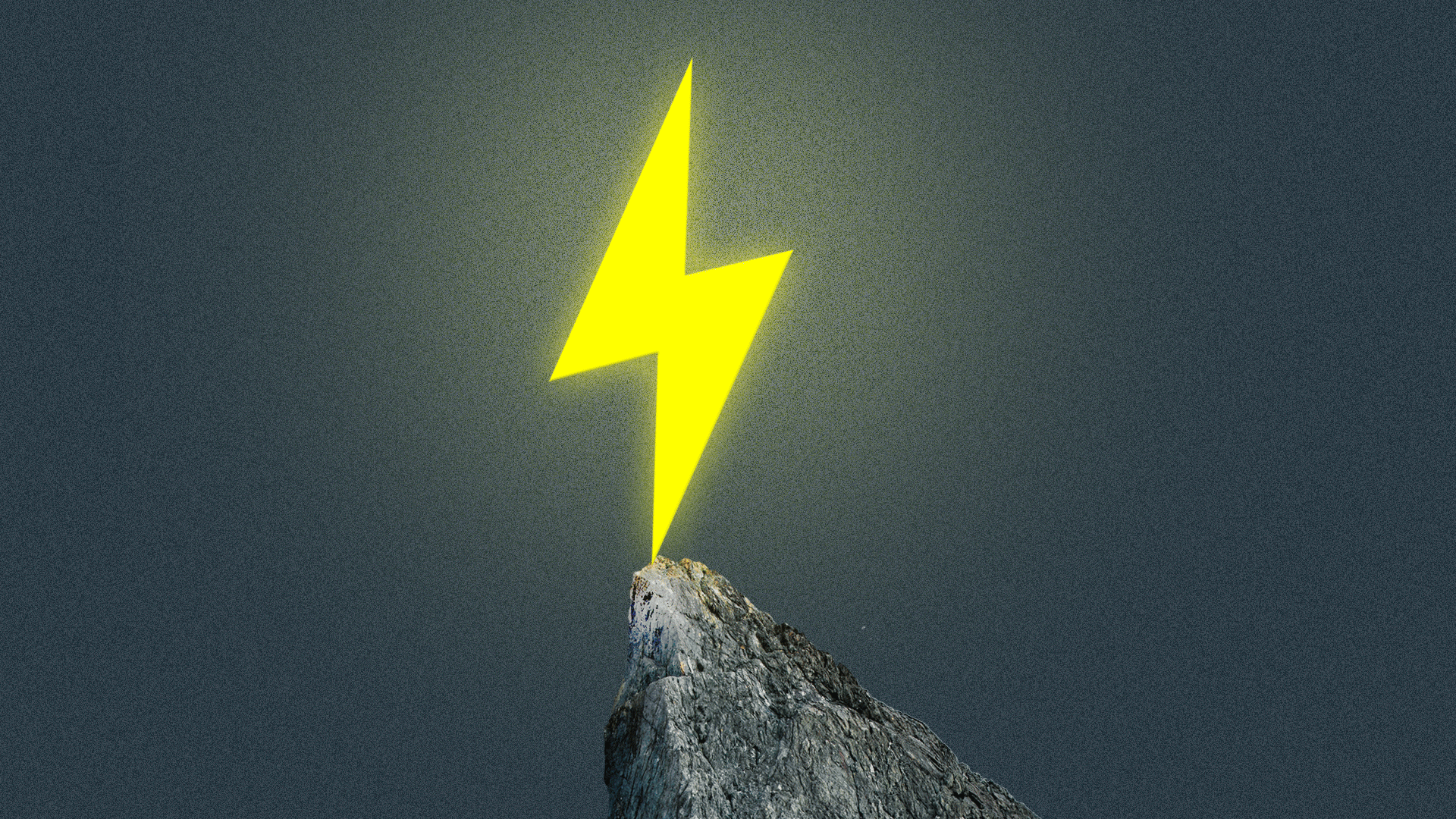 Illustration of an electric bolt wobbling atop a cliff