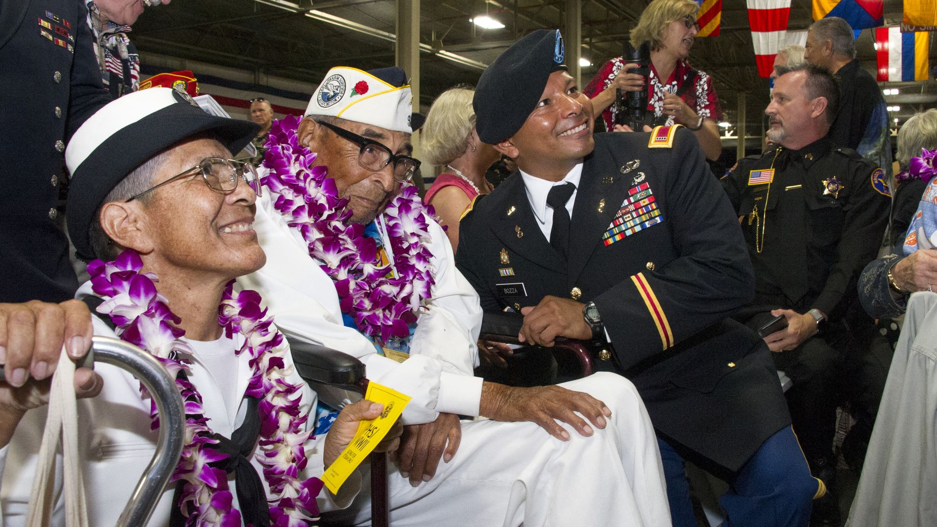 Pearl Harbor survivor Ray Chavez during a ceremony commemorating the 75th anniversary of the attack on Pearl Harbor on December 07, 2016 in Honolulu, Hawaii. 