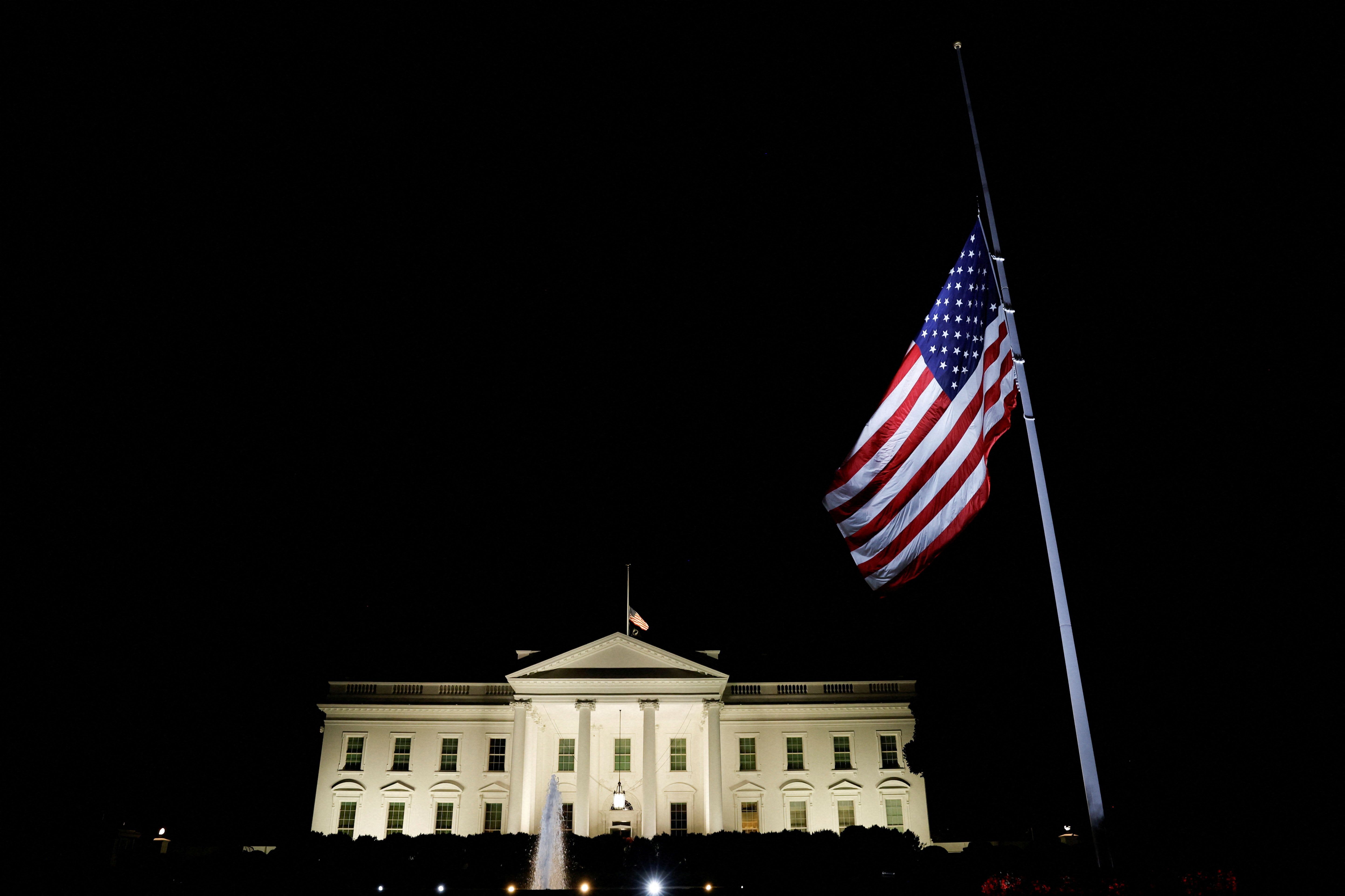 Flags at the White House fly at half-staff last night.