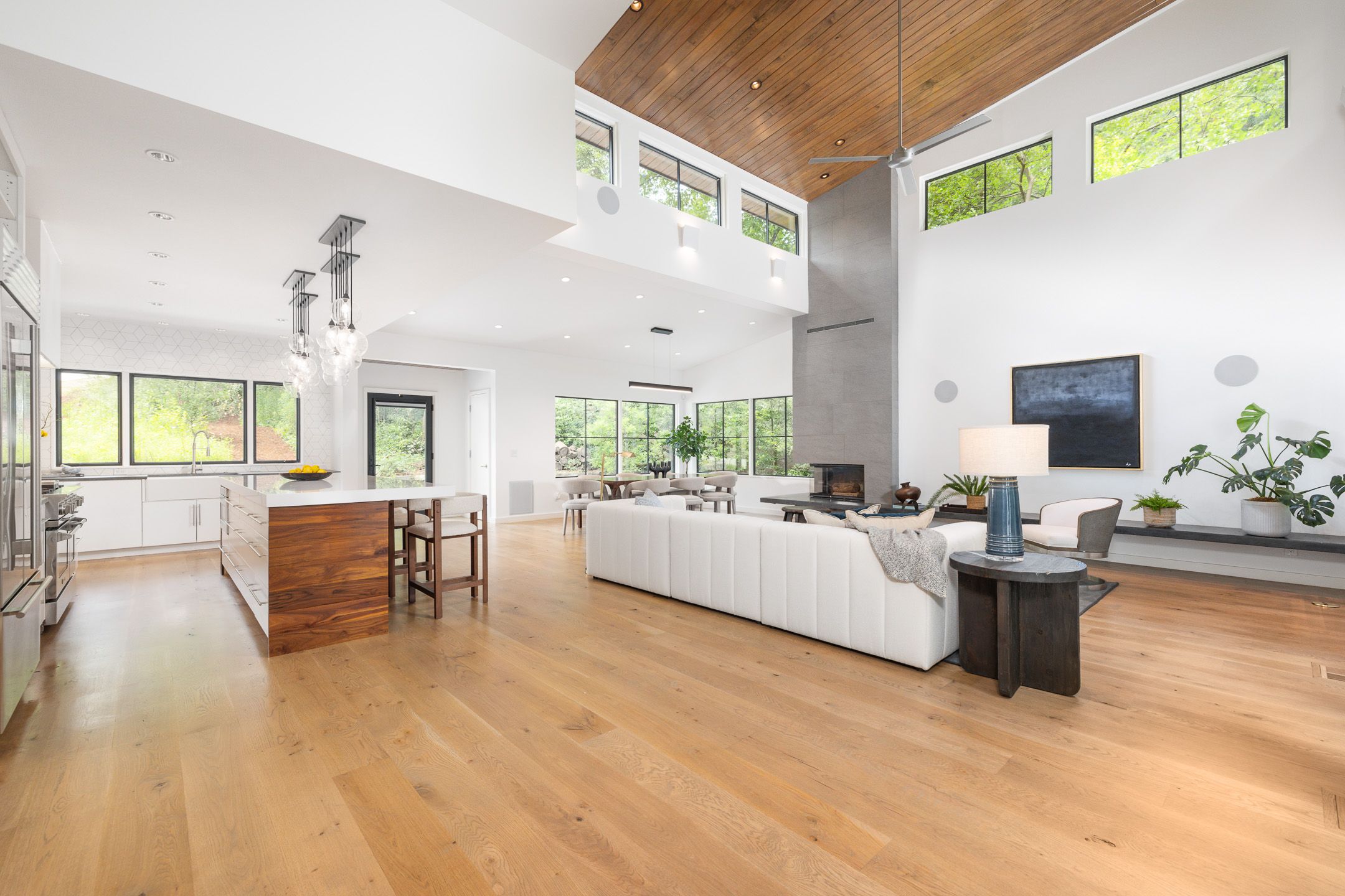 View of the open-concept design of the home's living room.