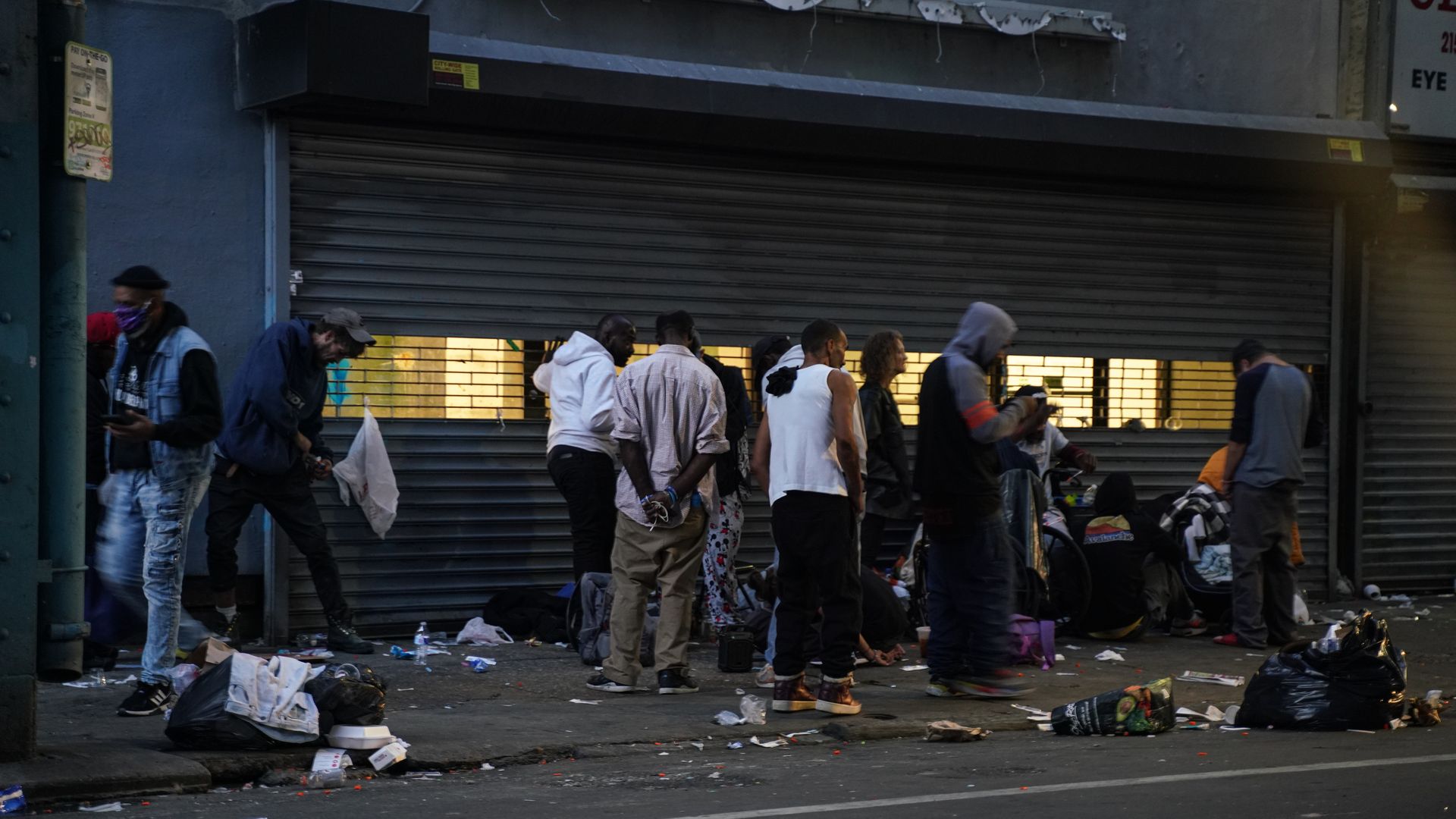 Homeless people on the streets of Kensington.