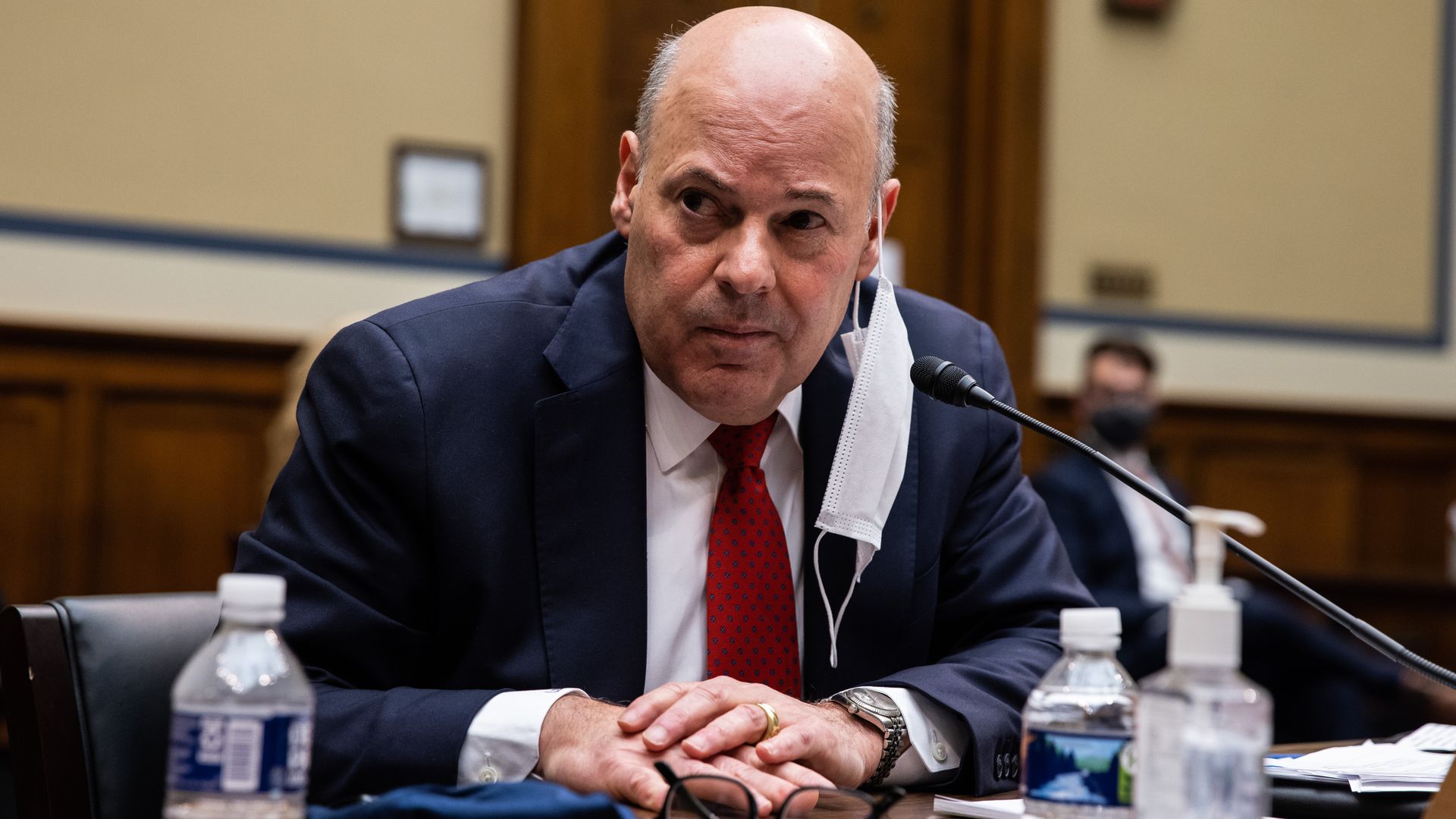 Postmaster General Louis DeJoy during a House committee hearing in February 2021.
