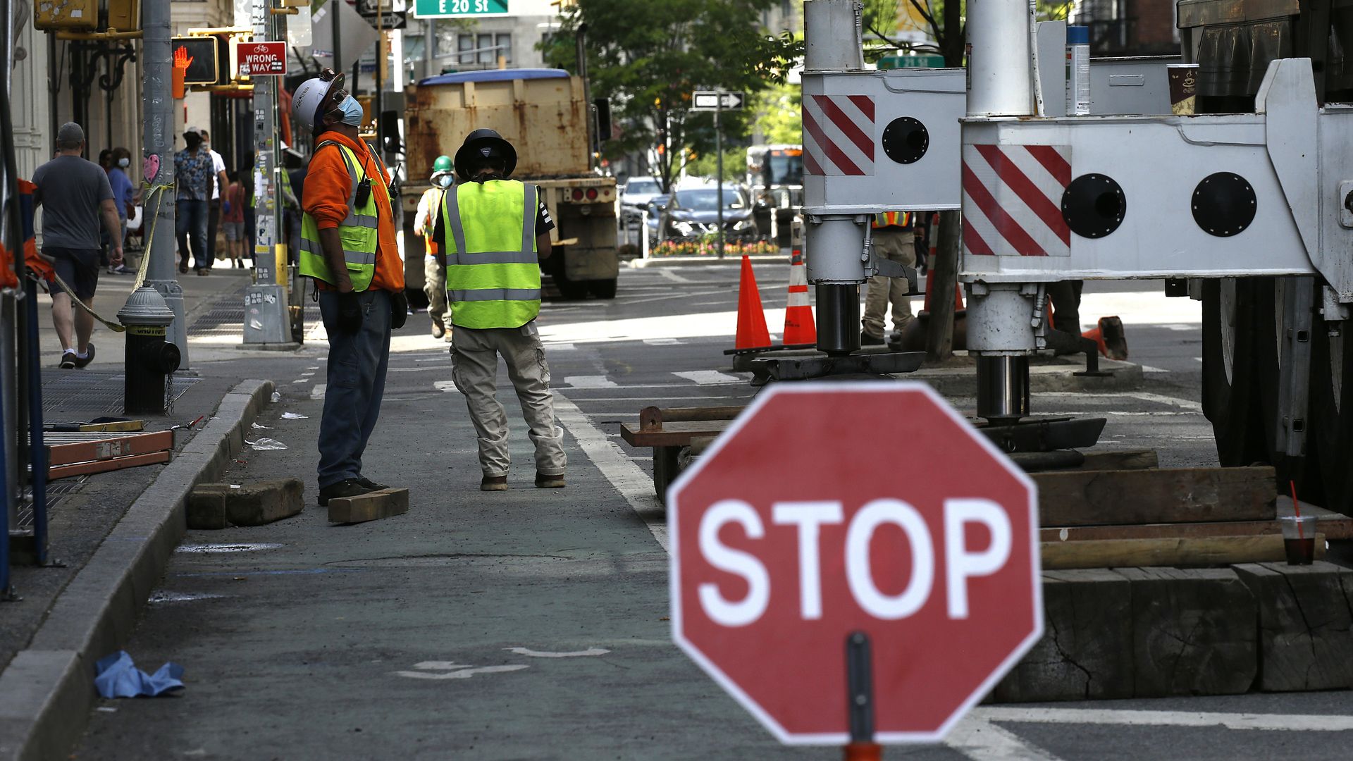 Construction on a street.