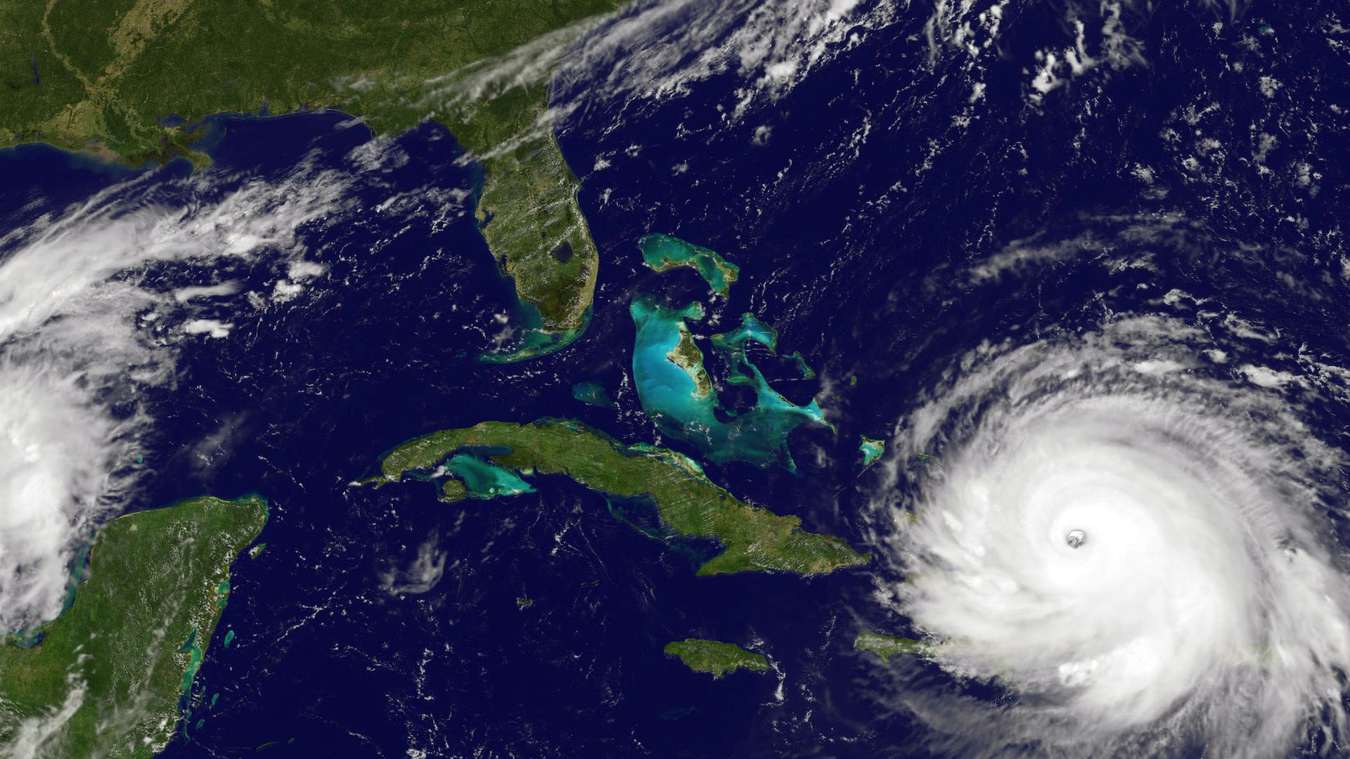 Satellite view of Hurricane Irma approaching Florida in September 2017.