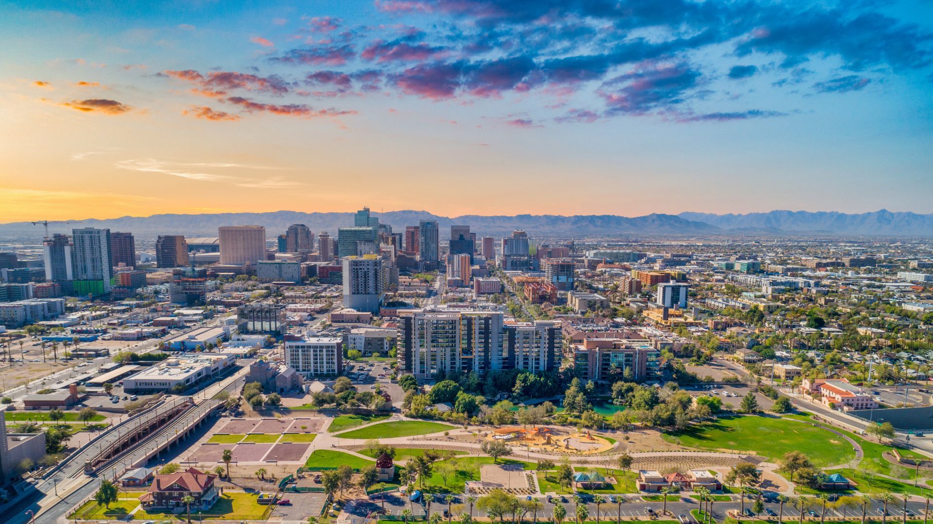 A city landscape. 