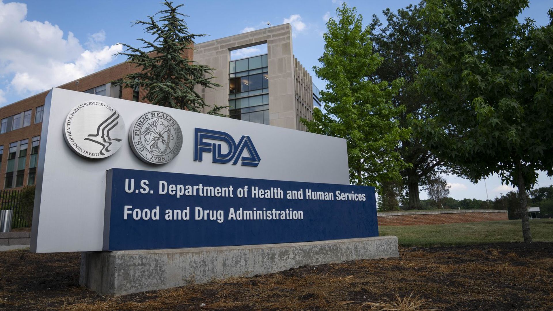 An FDA sign outside one of the agency's buildings.