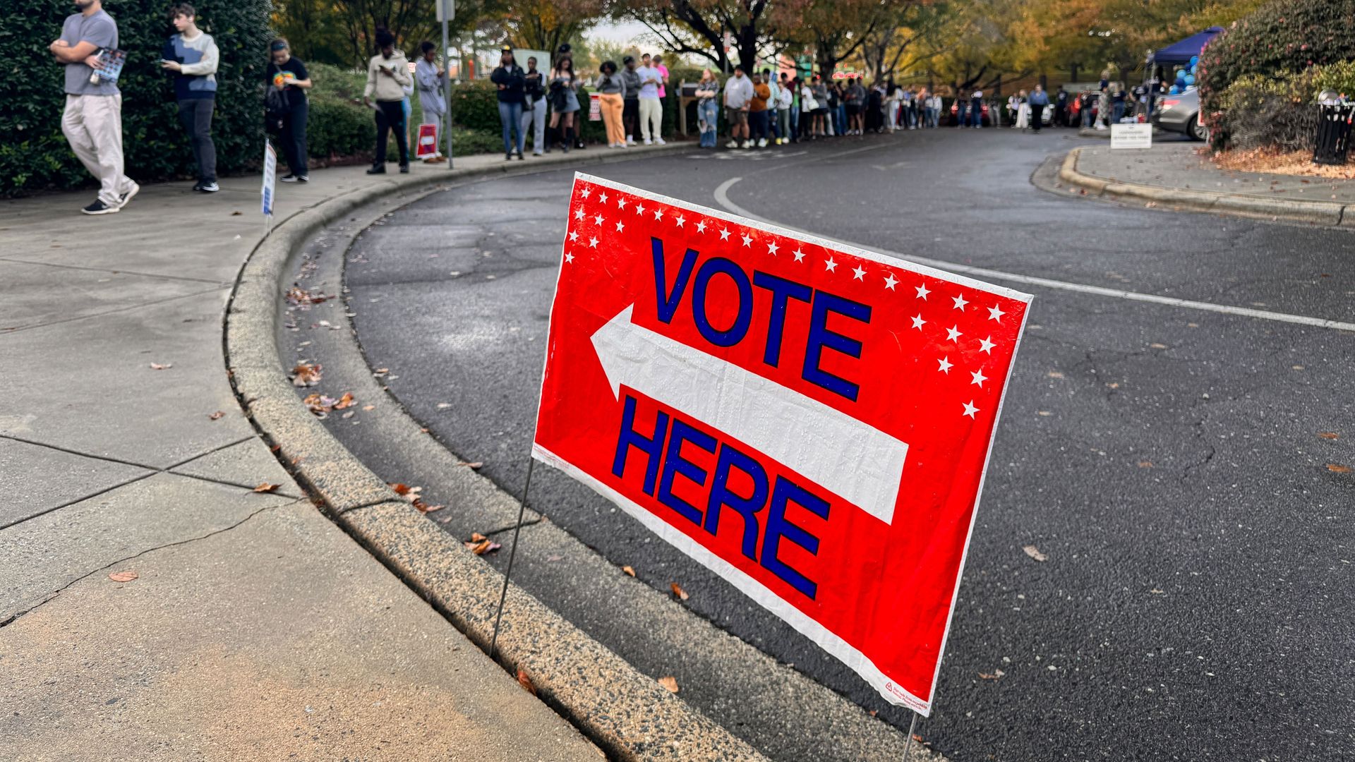 Vote here sign in University City library in Charlotte, North Carolina