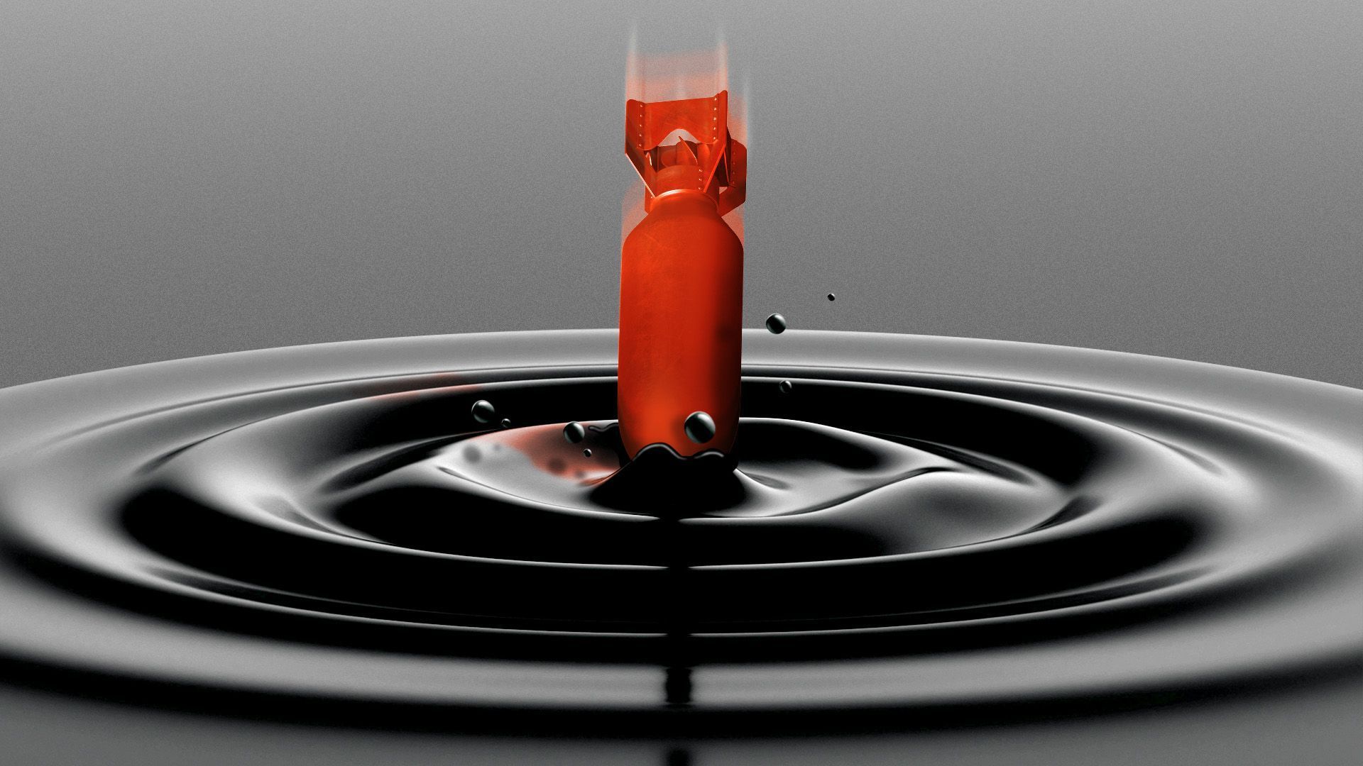 Illustration of a rocket going into oil.