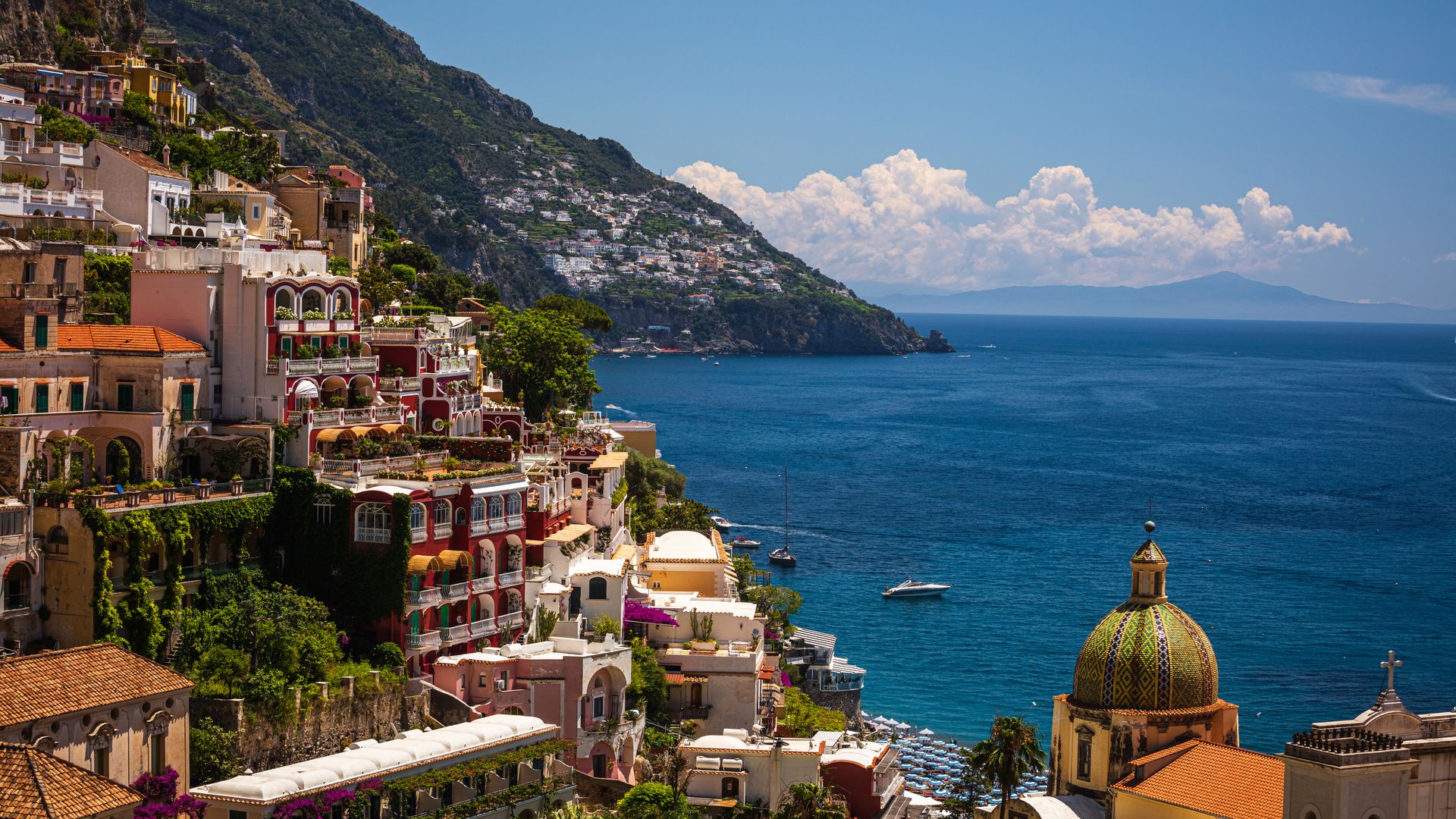 Dome of Positano on the Amalfi Coast in Italy