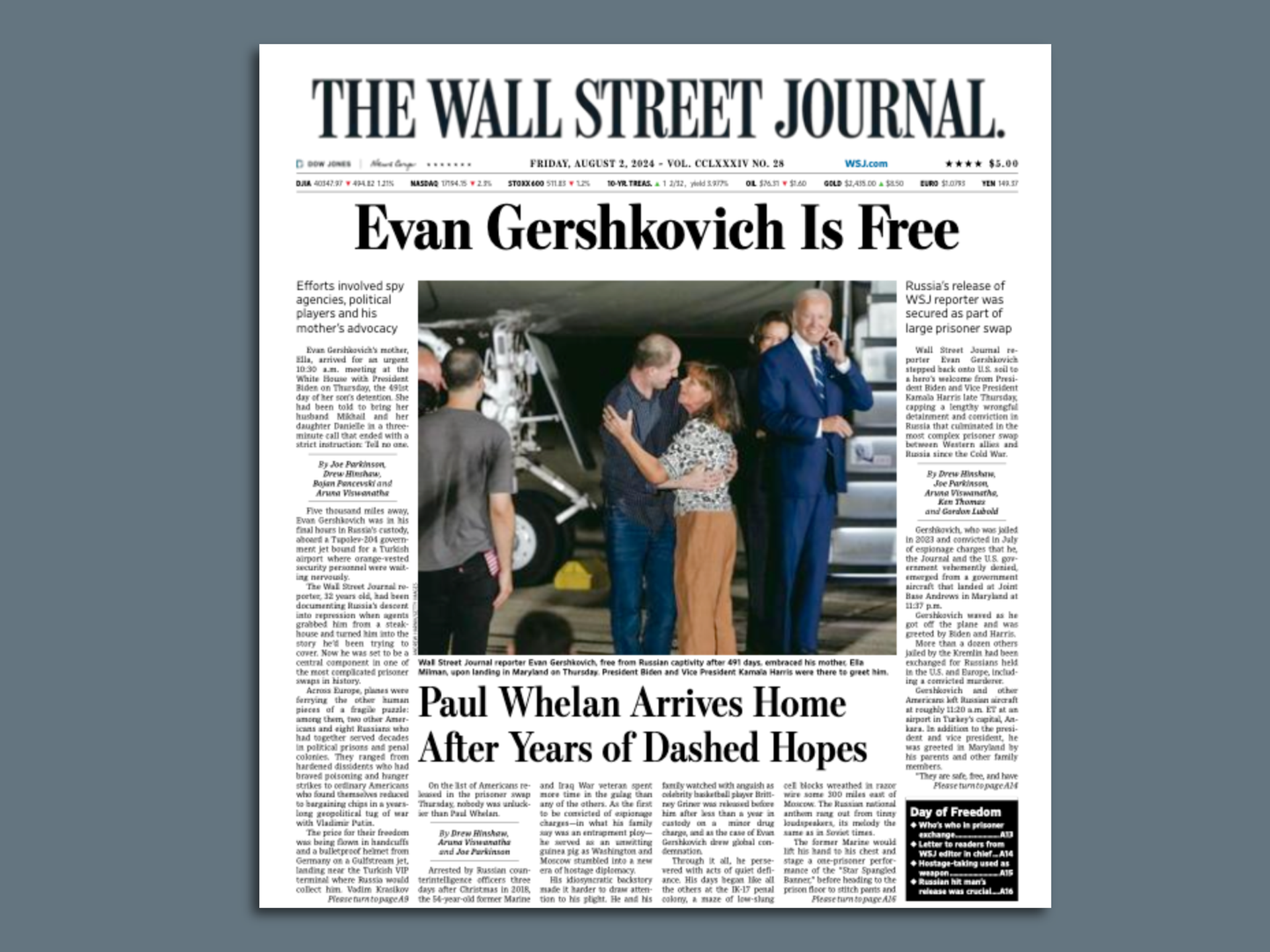 WSJ publisher: Gershkovich release took 