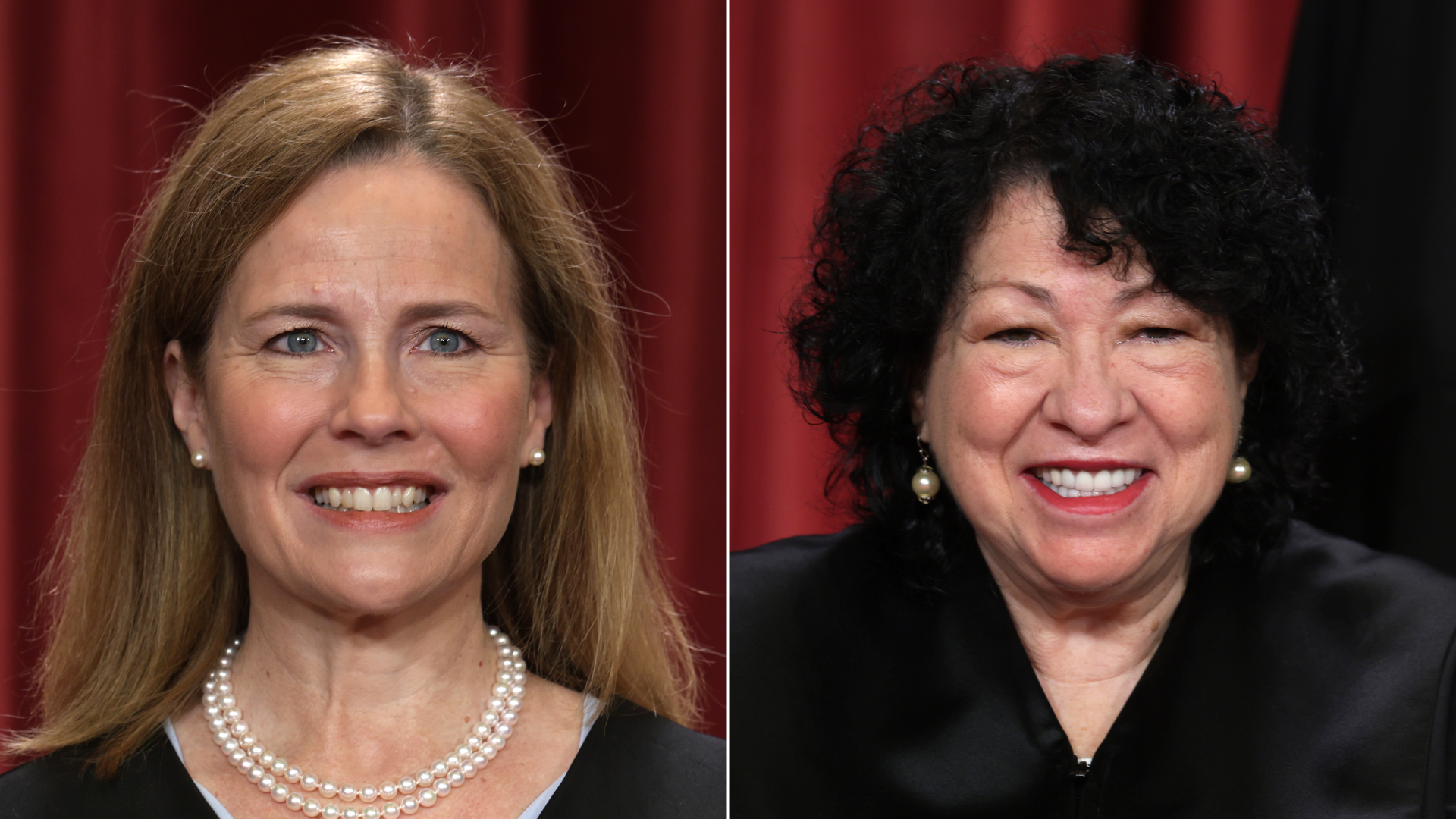 Side-by-side photos of Supreme Court Justices Amy Coney Barrett and Sonia Sotomayor