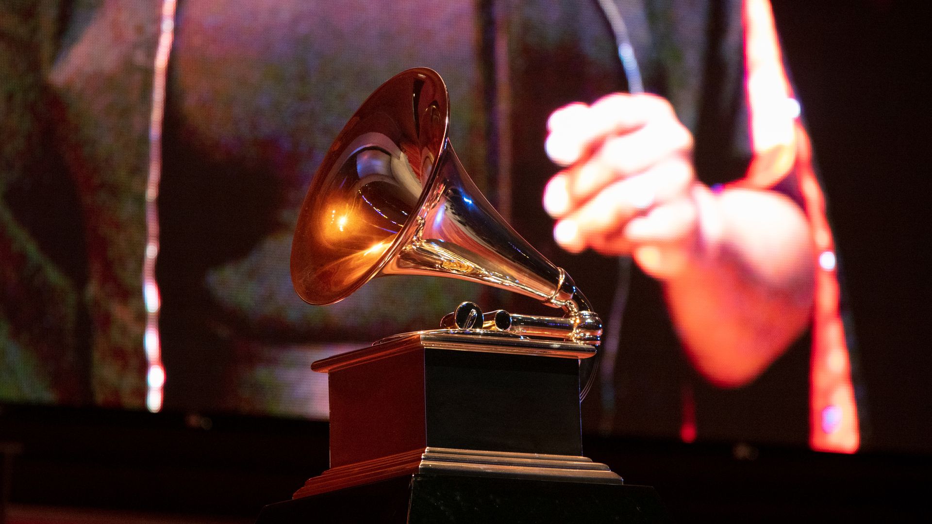 A view of a Grammy statue during a performance at the Chicago Chapter 60th Anniversary Concert at Millennium Park on September 16, 2021 in Chicago, Illinois