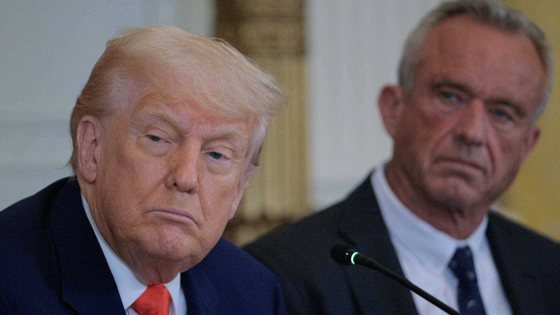President Trump and Health Secretary Robert F. Kennedy Jr. speak at a White House event on the Make America Healthy Again Commission report.