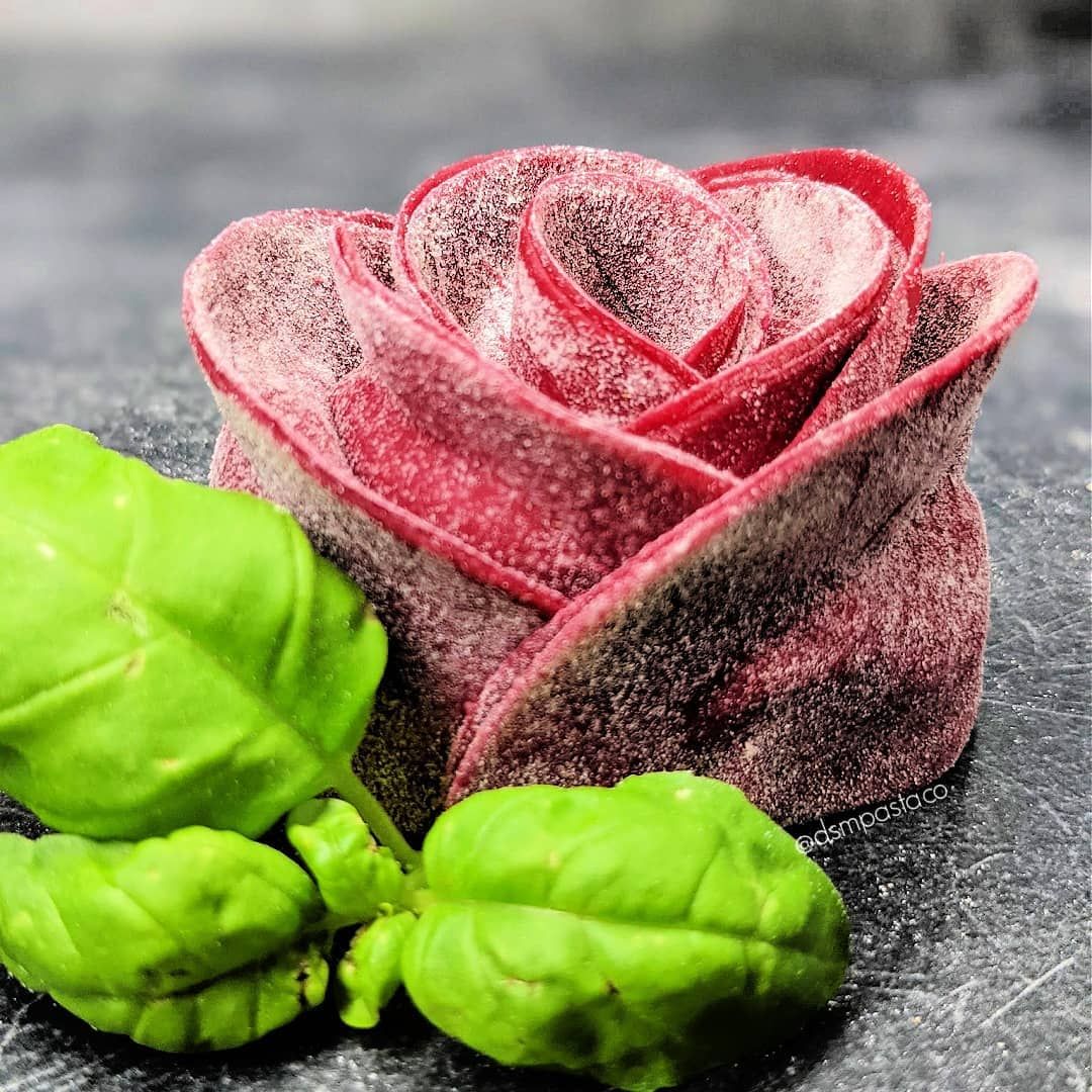 Pasta shaped into a rose by DSM Pasta Co.