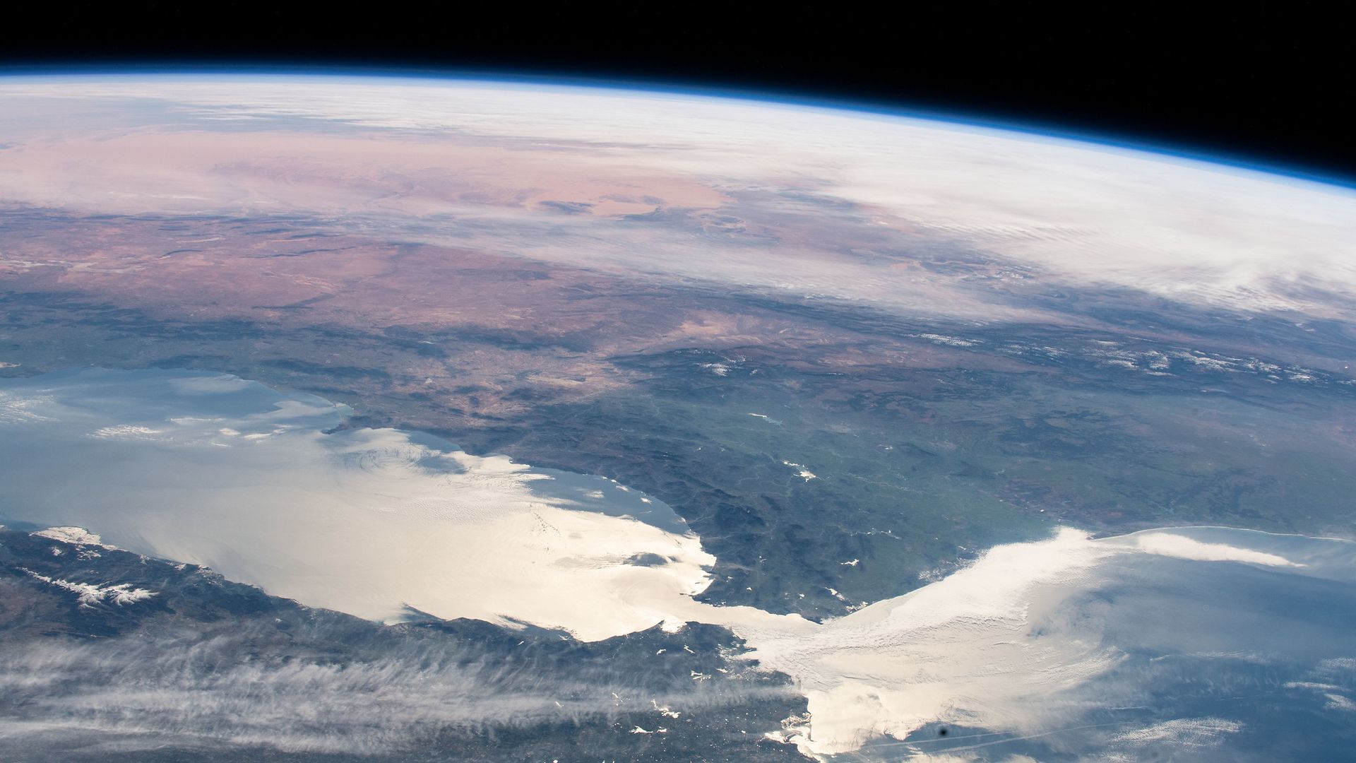 Earth seen against the blackness of space