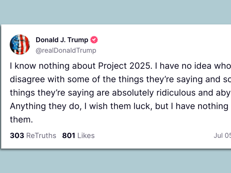 Trump disavows Heritage Foundation's Project 2025, despite