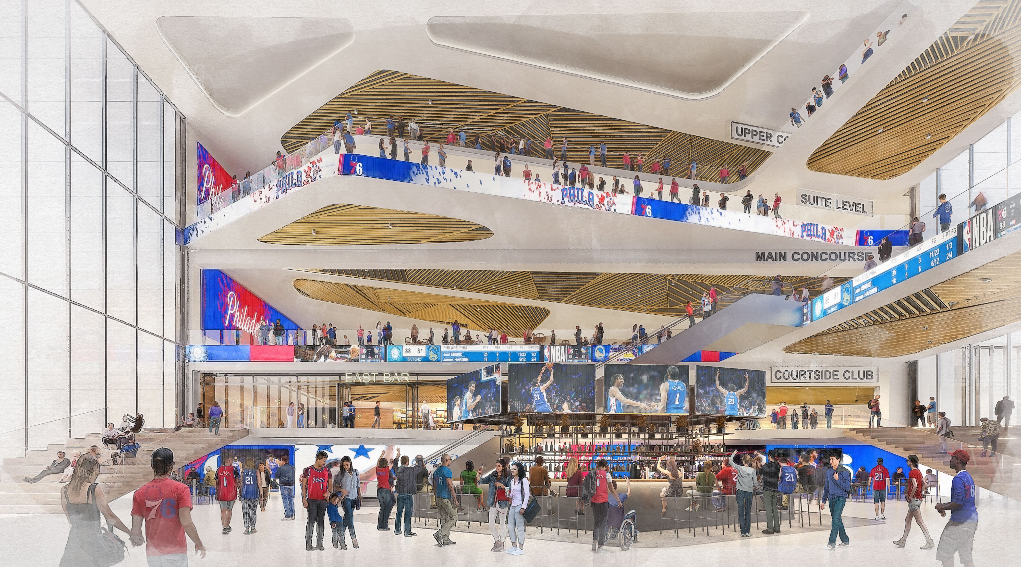 A rendering of 76 Place, the Sixers potential new stadium in Philadelphia