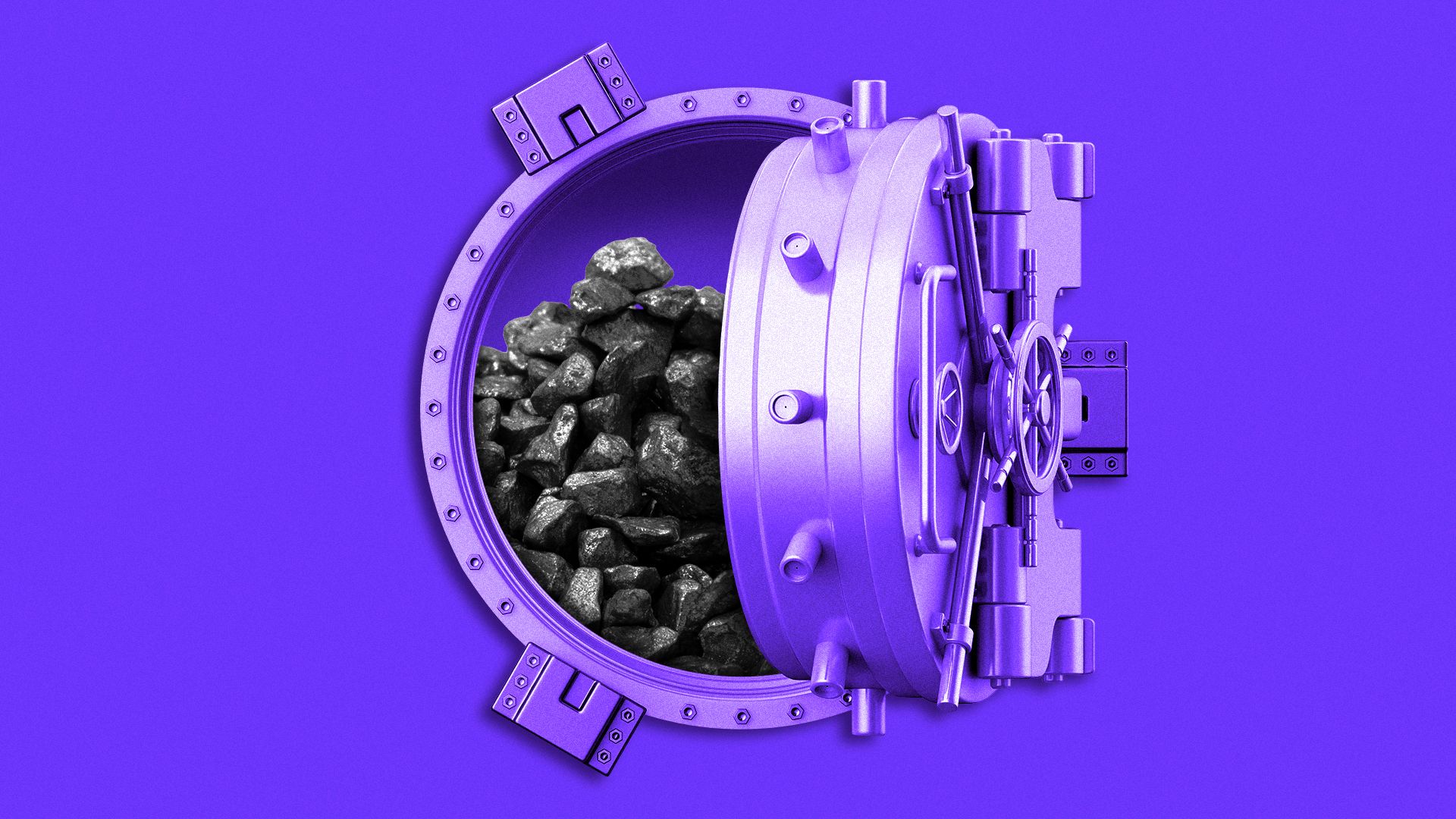 Illustration of ore in a bank vault.