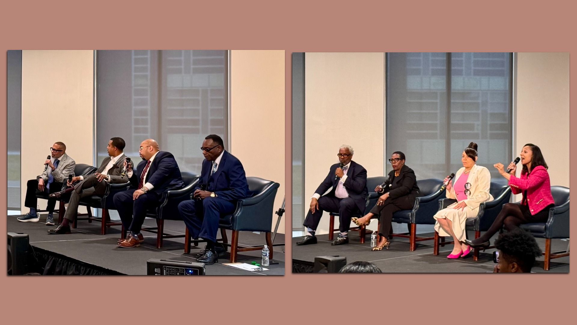 Candidates all sitting on a stage.