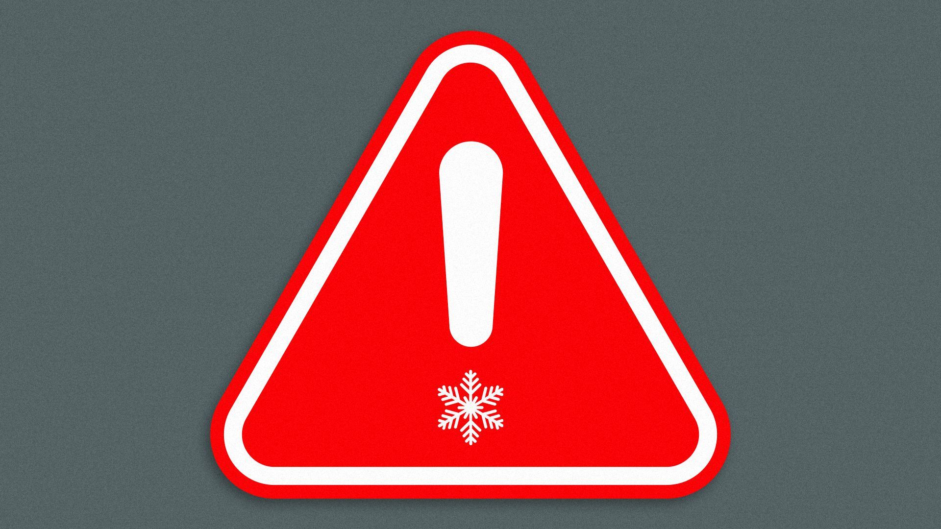 Illustration of a caution sign with a snowflake instead of a circle in the exclamation point.