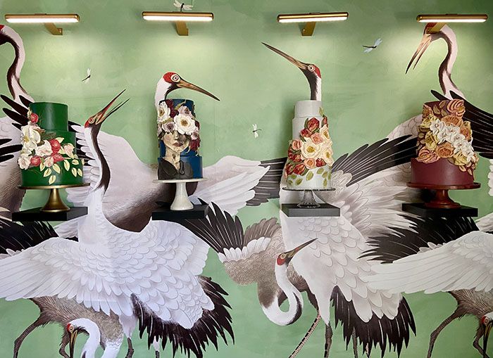 Display cake wall at Miri Nadler Cake Design.