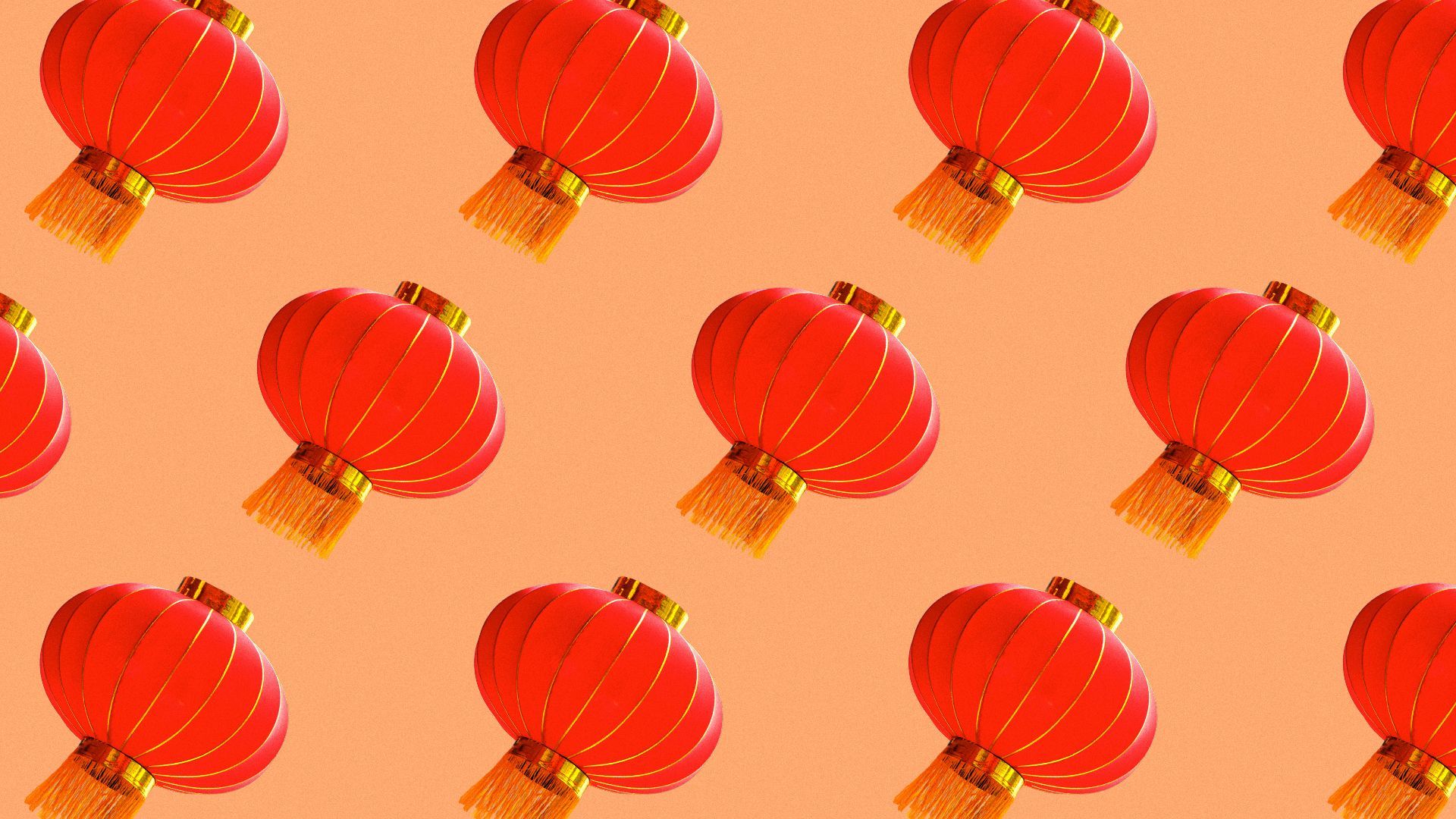 Illustration of red paper lanterns in a repeating pattern.