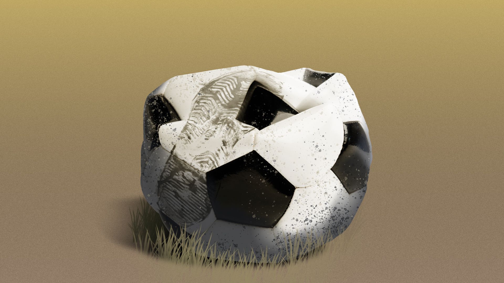 Illustration of a dirty and deflated soccer ball