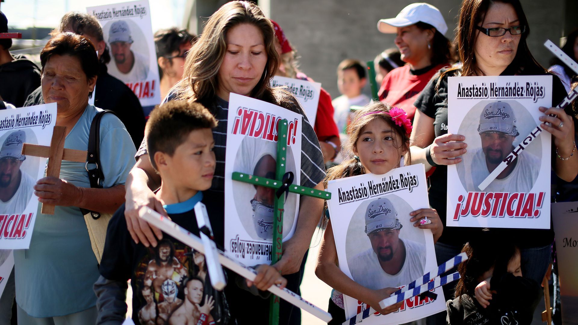 A protest demanding justice over the death of Anastasio Hernández, killed in 2010 during a Border Patrol operation to deport him.