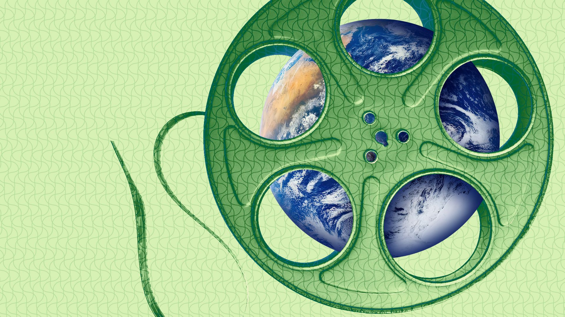 Illustration of a film reel with an earth replacing the film