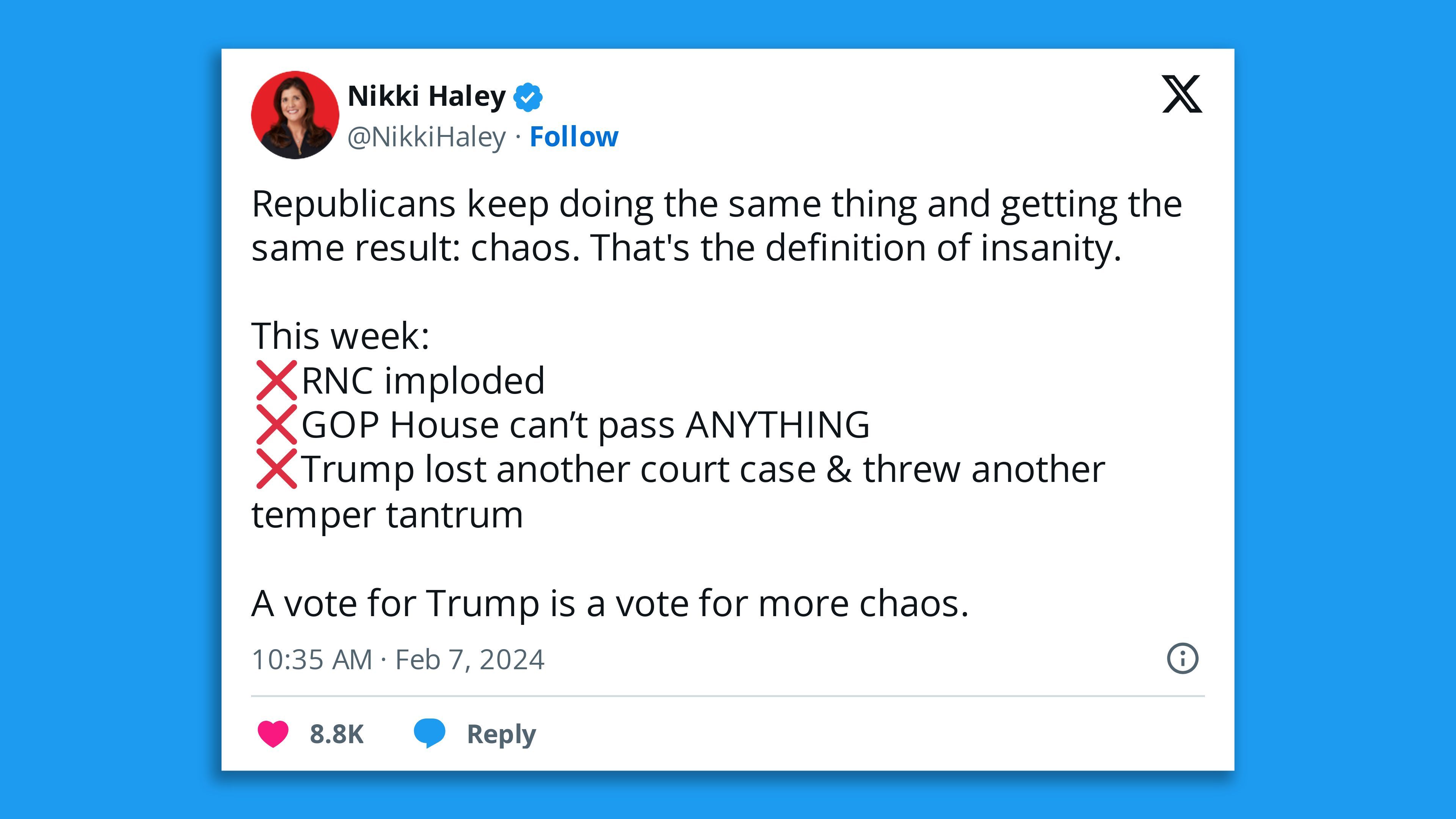Nikki Haley tweet