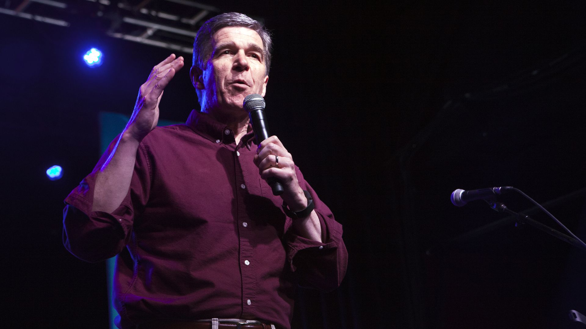  Then-North Carolina gubernatorial candidate Roy Cooper speaks during Get Out the Vote on November 6, 2016 in Charlotte, North Carolina.