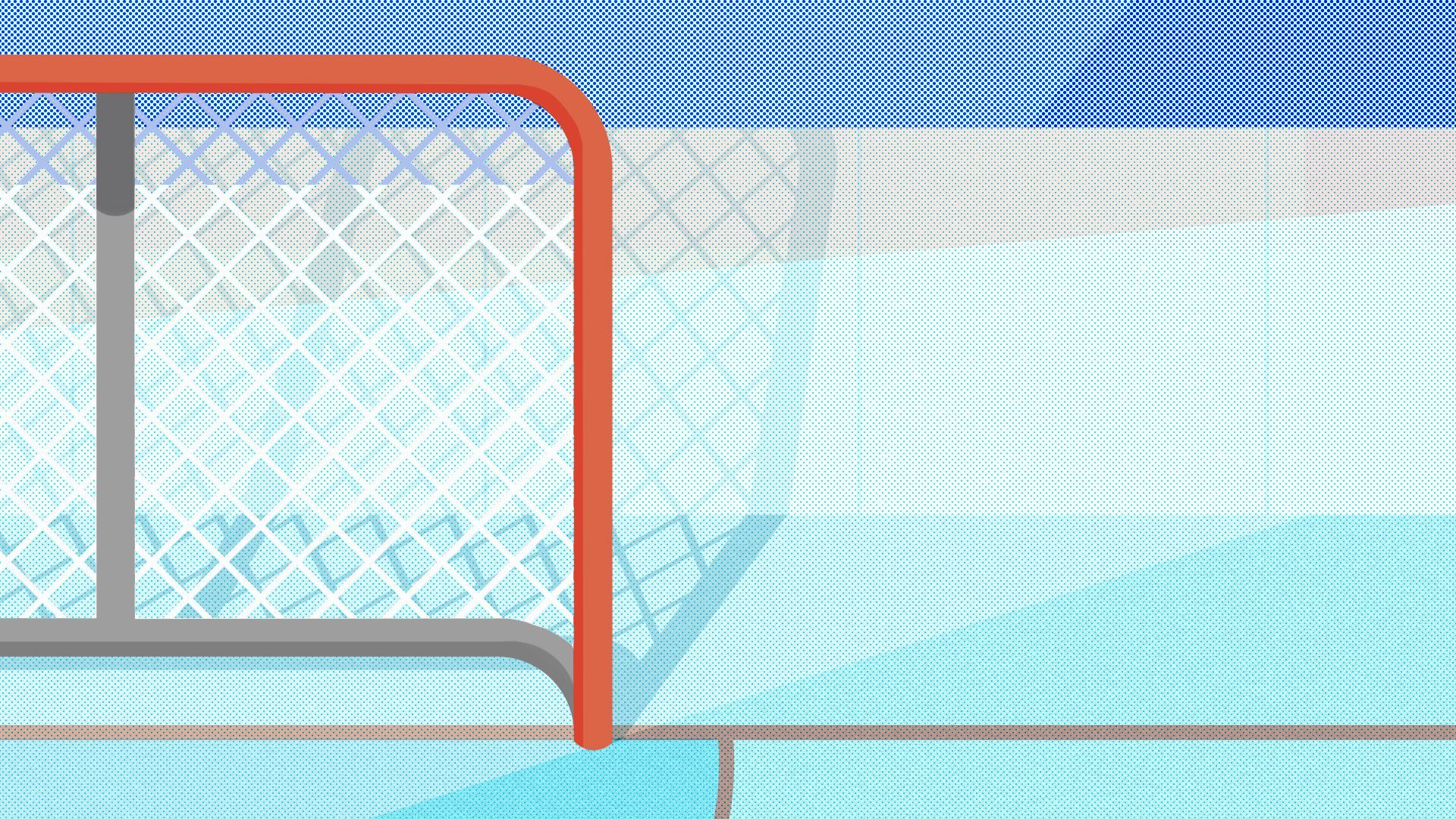 Illustration of a hockey net. 