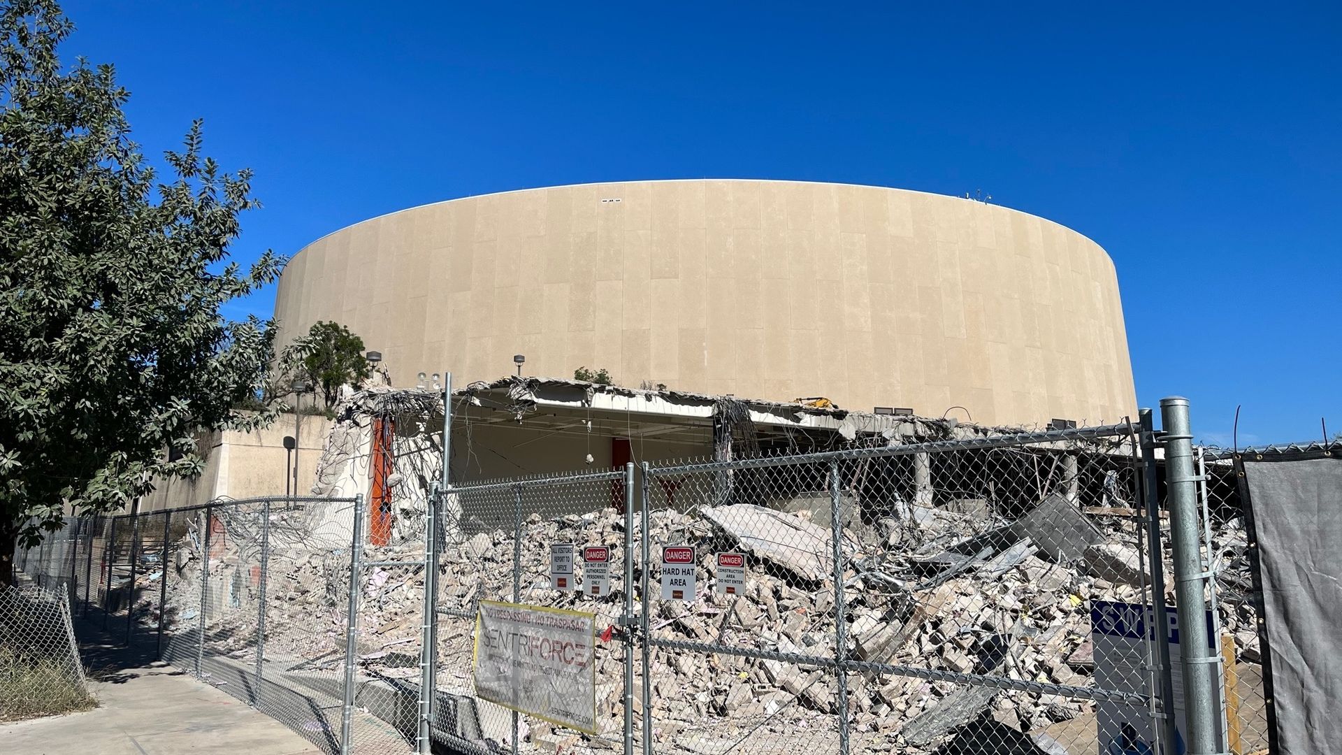 Destruction begins on the Erwin Center at the University of Texas.