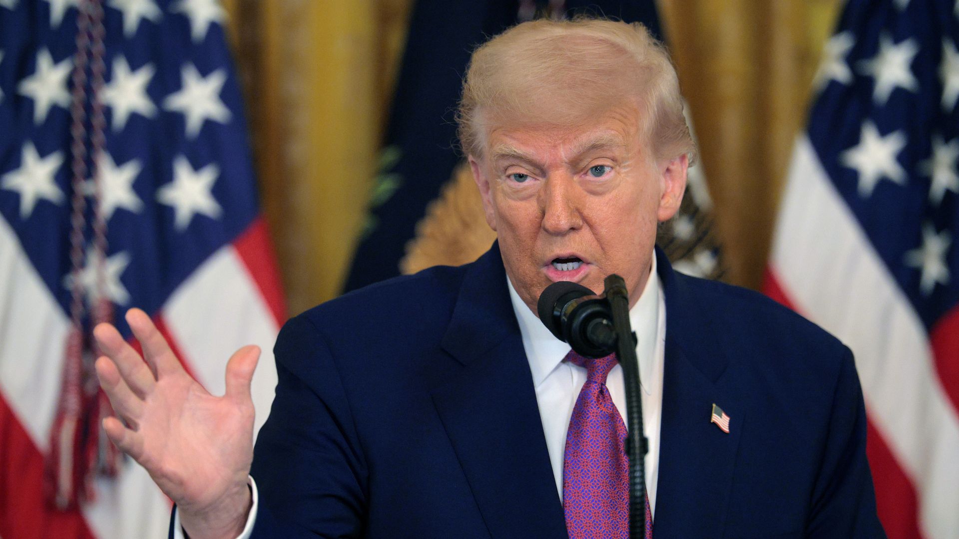 President Donald Trump delivers remarks before signing a series of bills related to California's vehicle emissions standards during an event in the East Room of the White House on June 12, 2025 in Washington, DC.