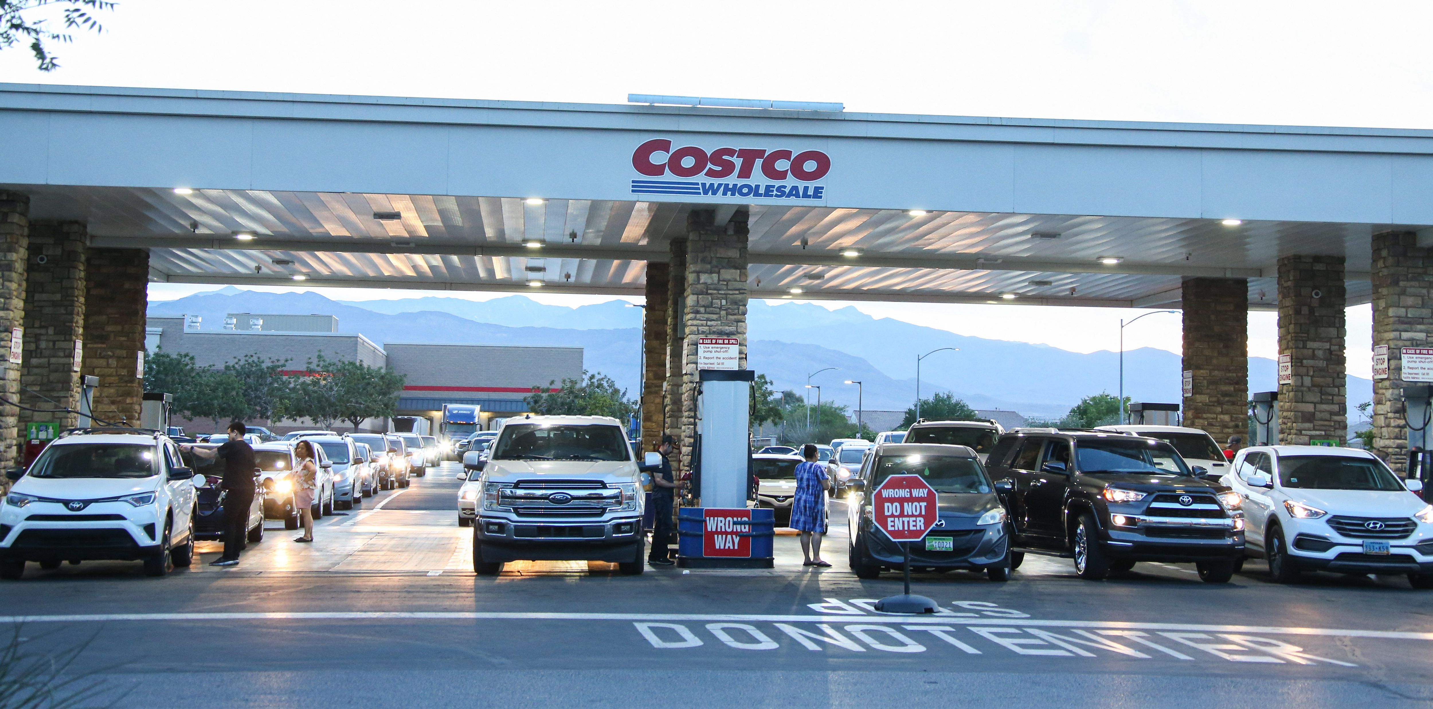 Costco gas station with cars lined up