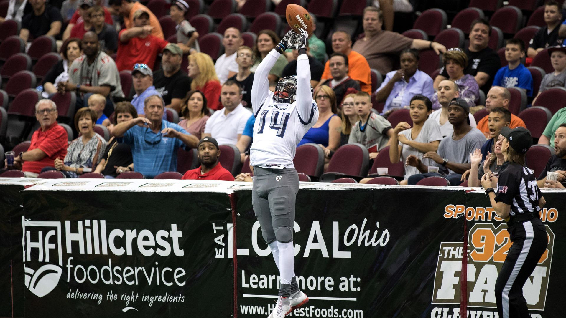 A player catches the ball.