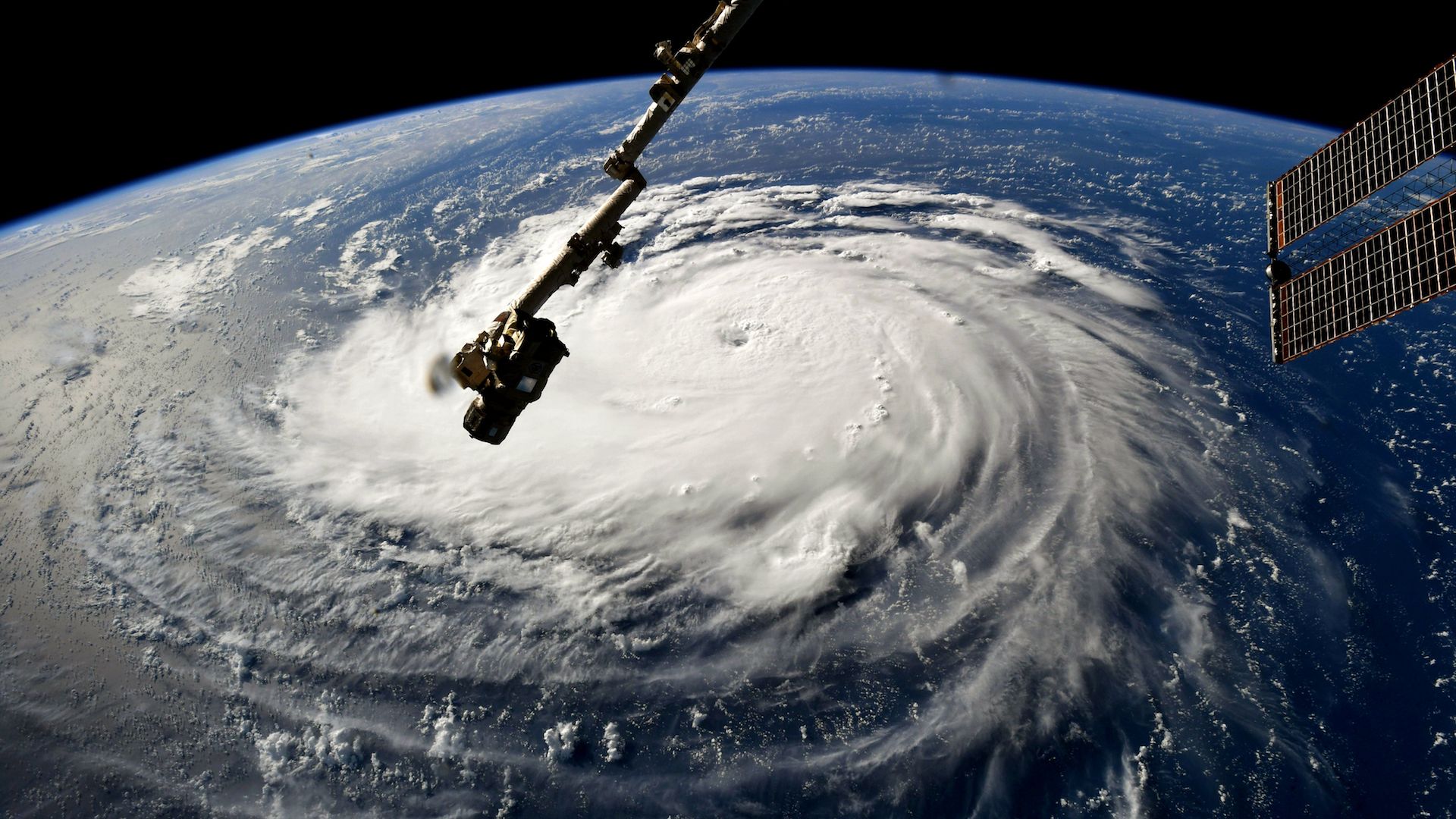 Astronaut Ricky Arnold, Hurricane Florence gains strength in the Atlantic Ocean as it moves west, seen from the International Space Station on September 10, 2018. 
