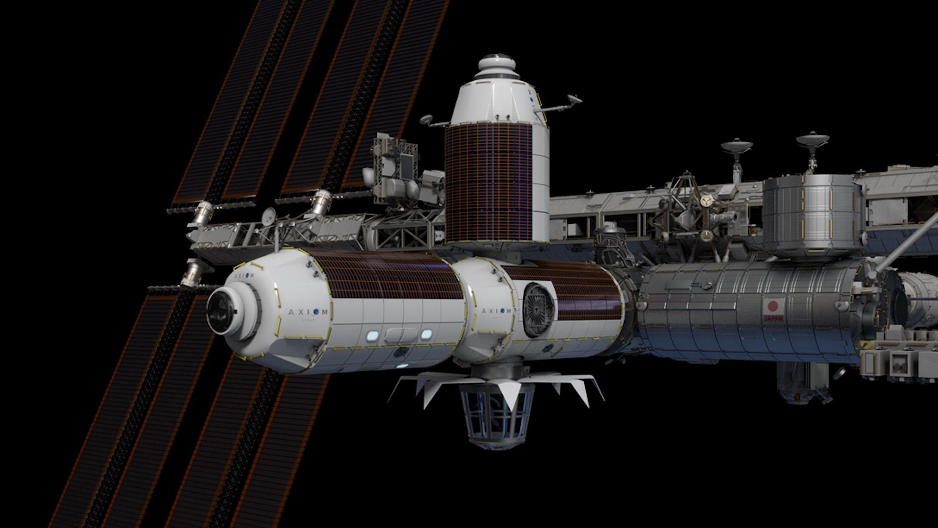Artist's illustration showing new modules attached to the International Space Station