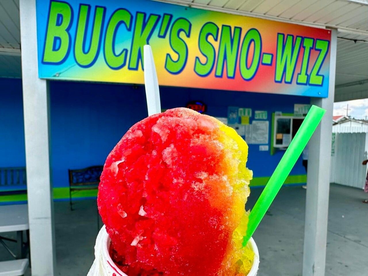 Photo shows a multi-color snowball at Buck's in Westwego