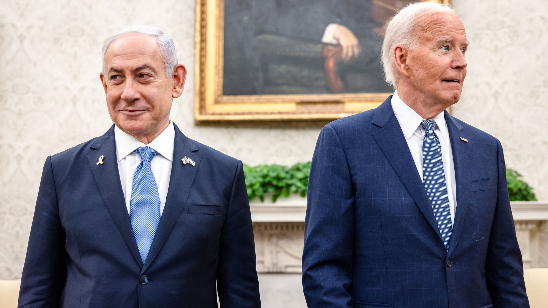 Tổng thống Joe Biden, bên phải, và Benjamin Netanyahu, thủ tướng Israel, trong cuộc họp song phương tại Phòng Bầu dục vào ngày 25 tháng 7 năm 2024.