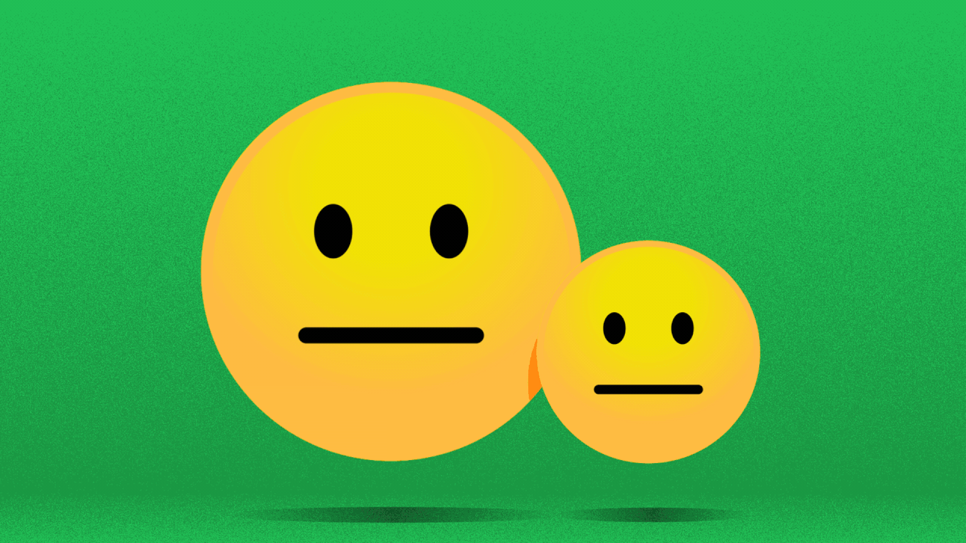 Animated illustration of two neutral emojis, one big and one smaller, smiling, and sunglasses appearing over their faces. 