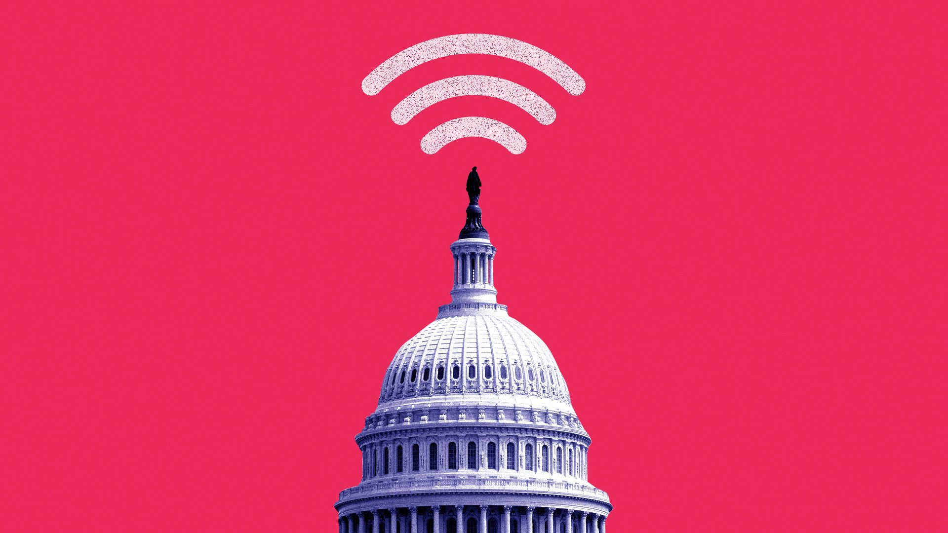 Illustration of Capitol building with wifi beaming out