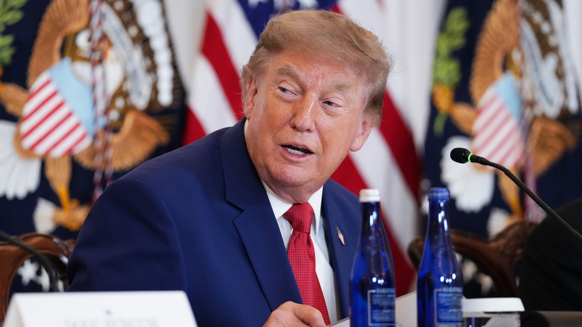 President Trump speaks during a roundtable on the American mining industry at the State Department.