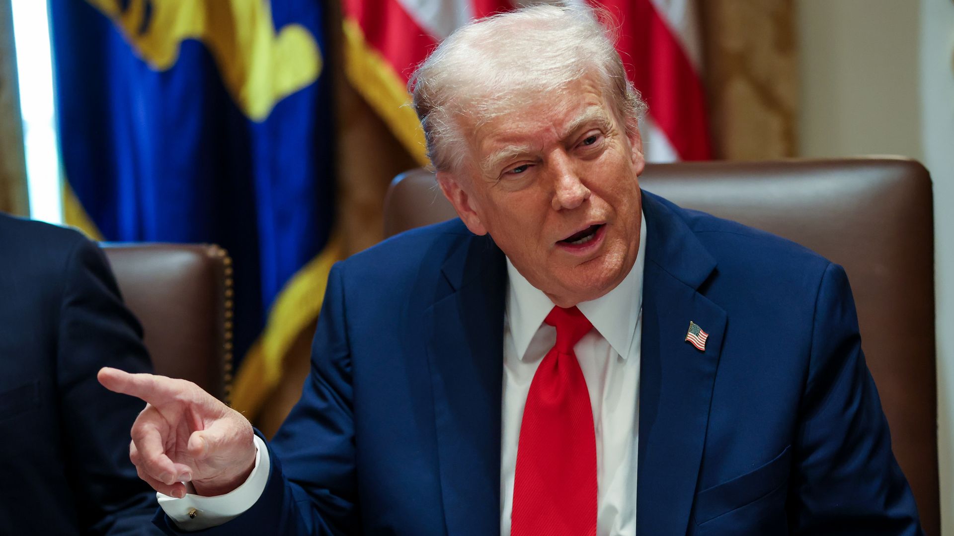 President Trump speaks during a Cabinet meeting at the White House on Oct. 9, 2025.