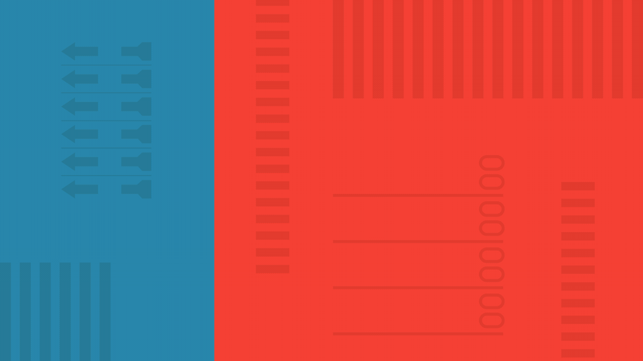 Animated illustration of the state of Georgia rotating to reveal a checkmark over a divided red and blue background with elements of ballots.
