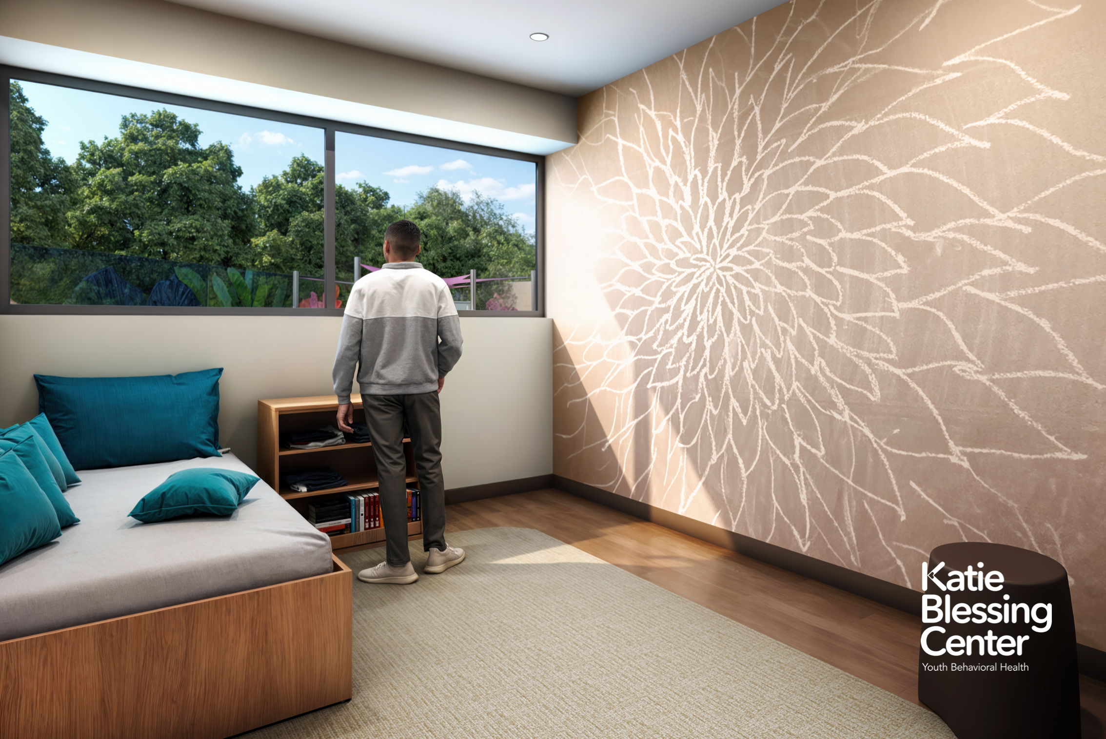 An inpatient room rendering. 